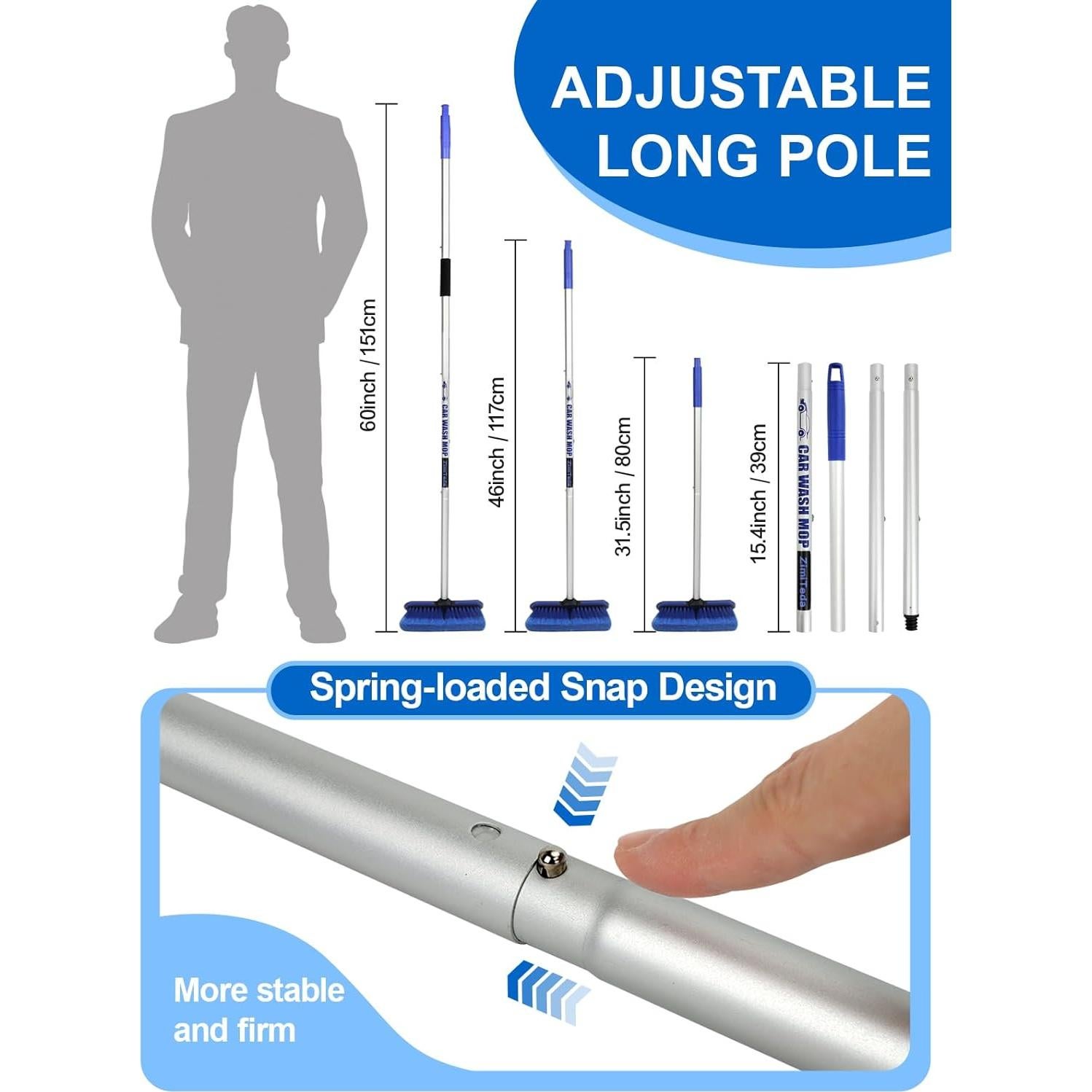 Cepillo de Lavado de Autos ZimiTeda 60'' Mango Largo PBT