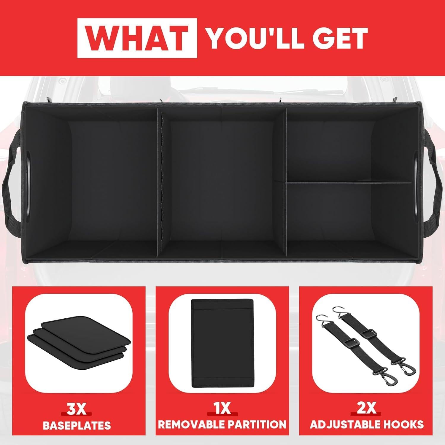 Organizador de Maletero Grande Simniam 95L Plegable Rojo