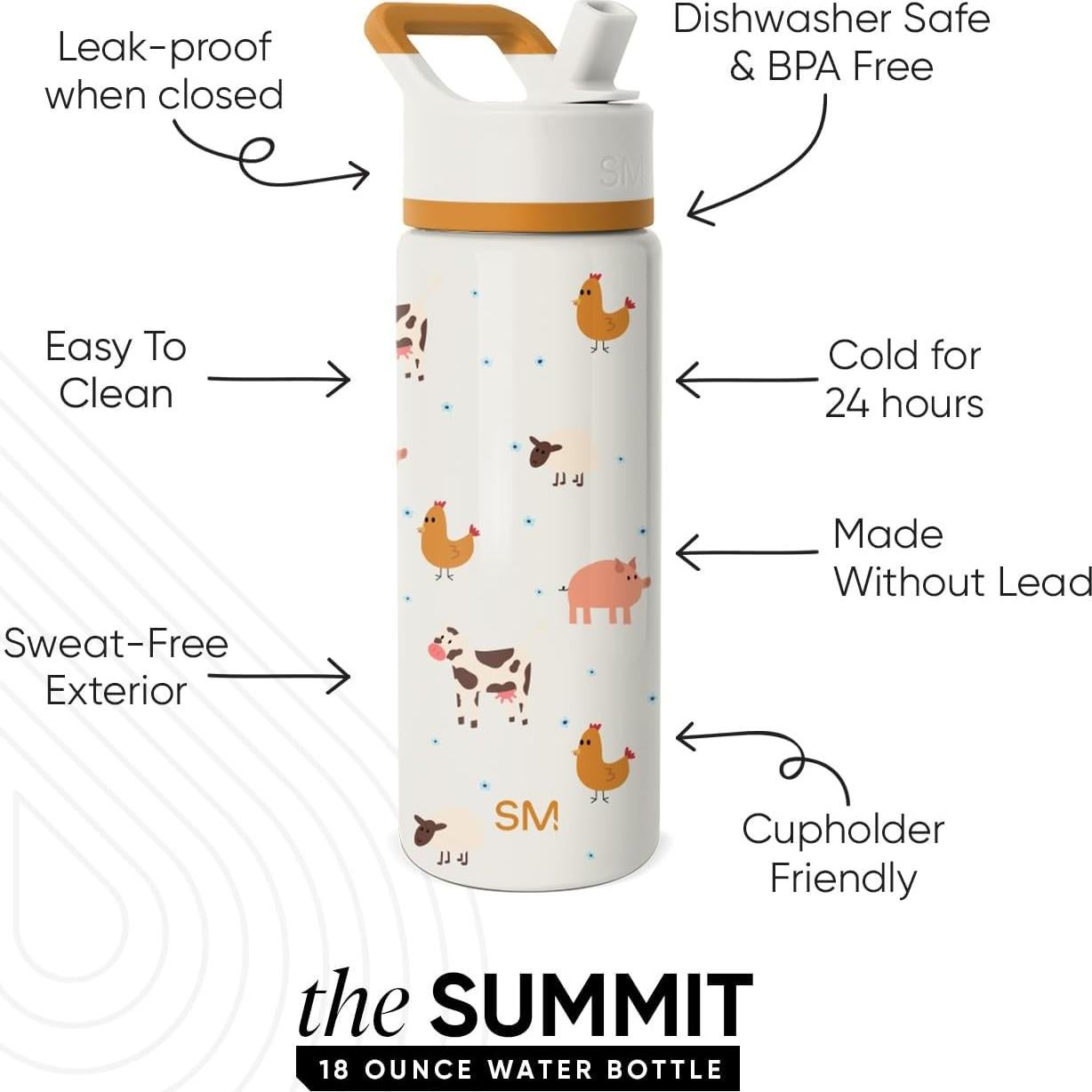 Botella de Agua Aislada Simple Modern Niños 532 ml Animales