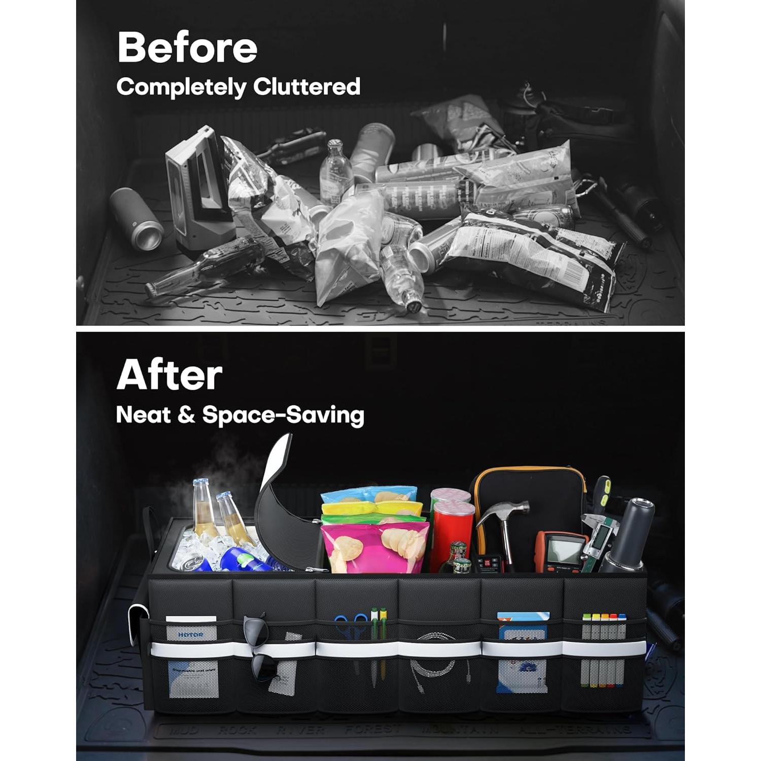 Organizador de Maletero HOTOR con Enfriador 69L Plegable Negro