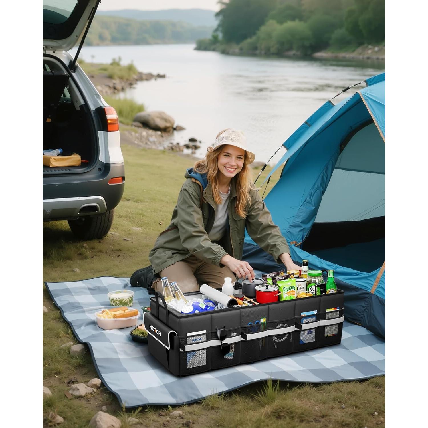 Organizador de Maletero HOTOR con Enfriador 69L Plegable Negro