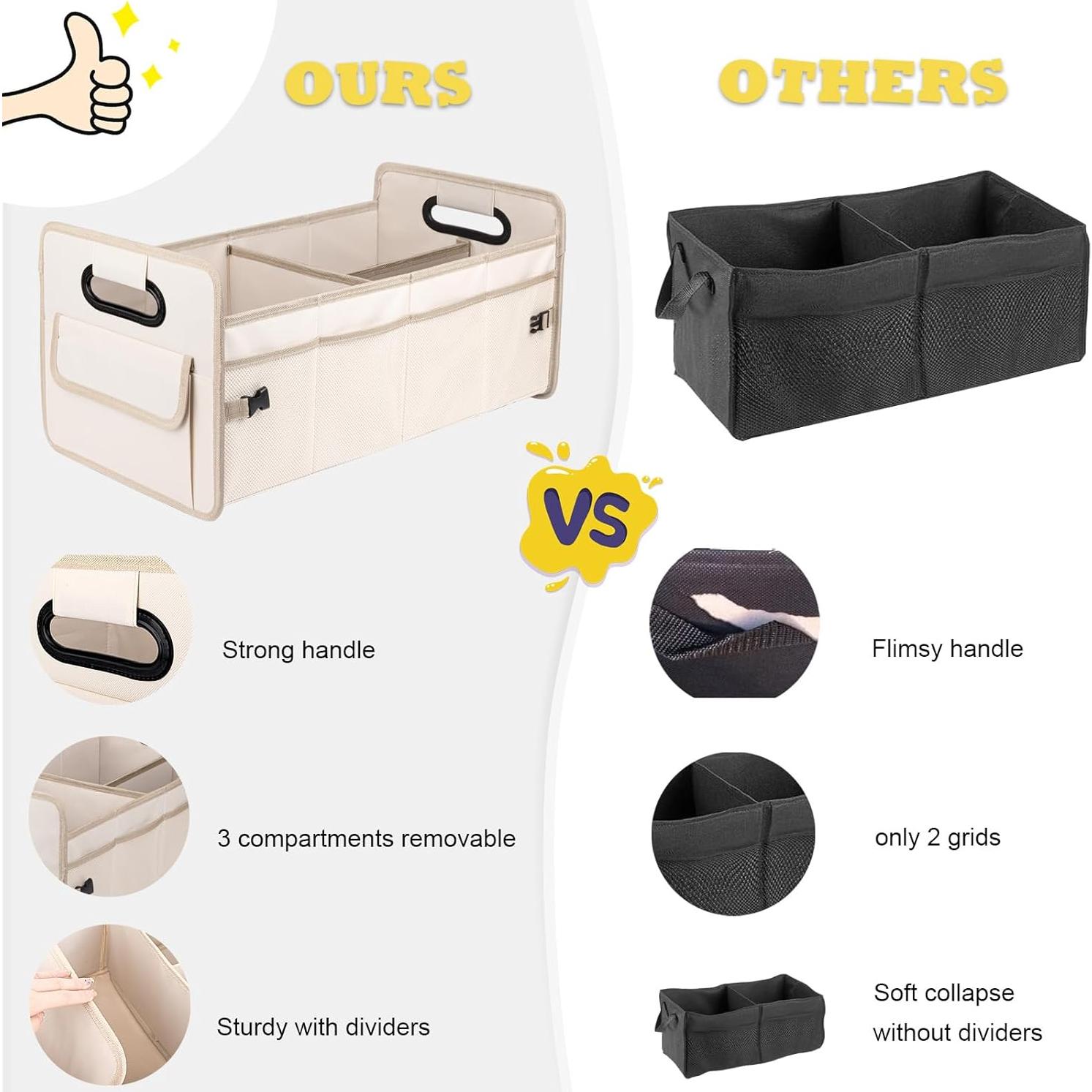 Organizador de Maletero JiatuA Plegable Beige 56 cm Multi Compartimento