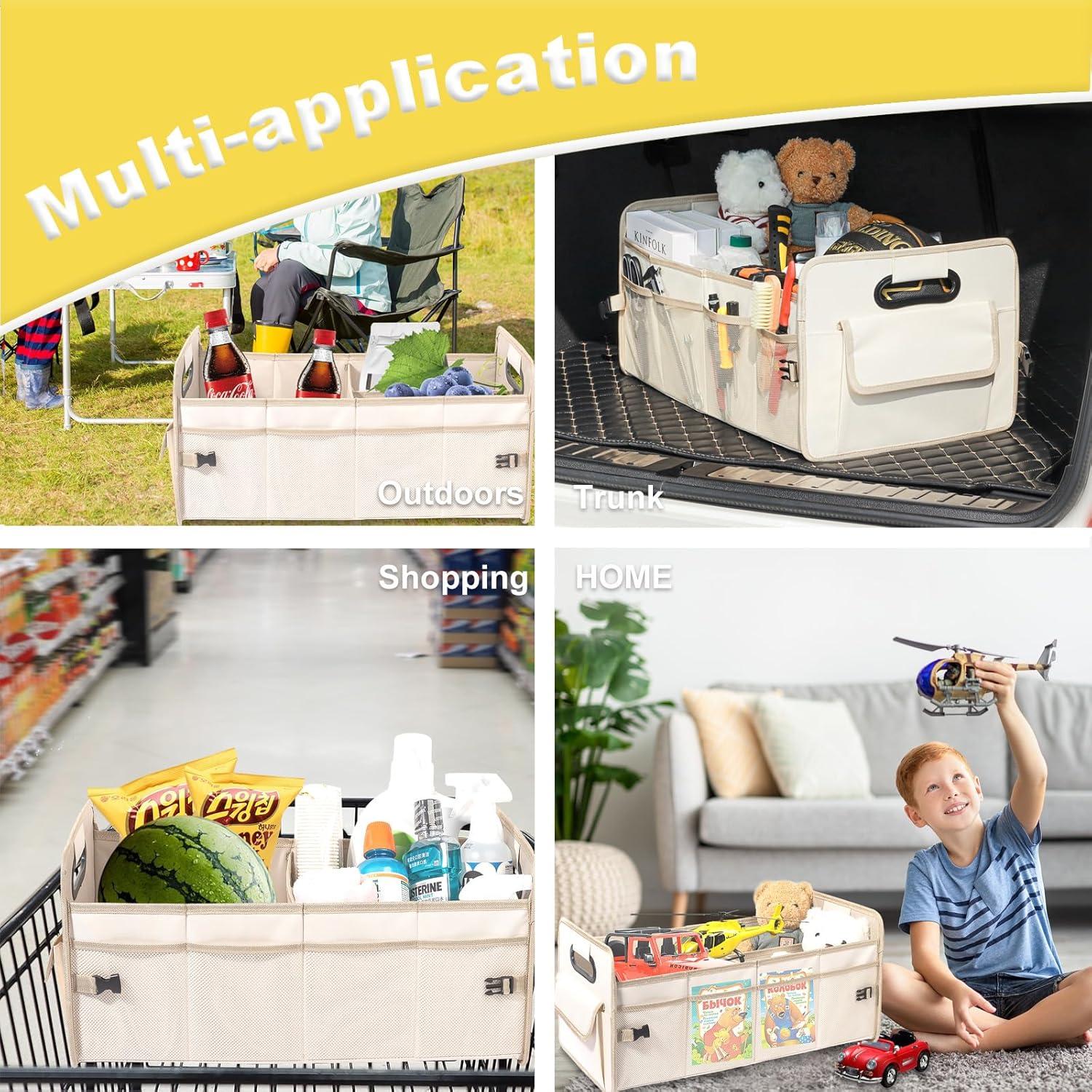 Organizador de Maletero JiatuA Plegable Beige 56 cm Multi Compartimento