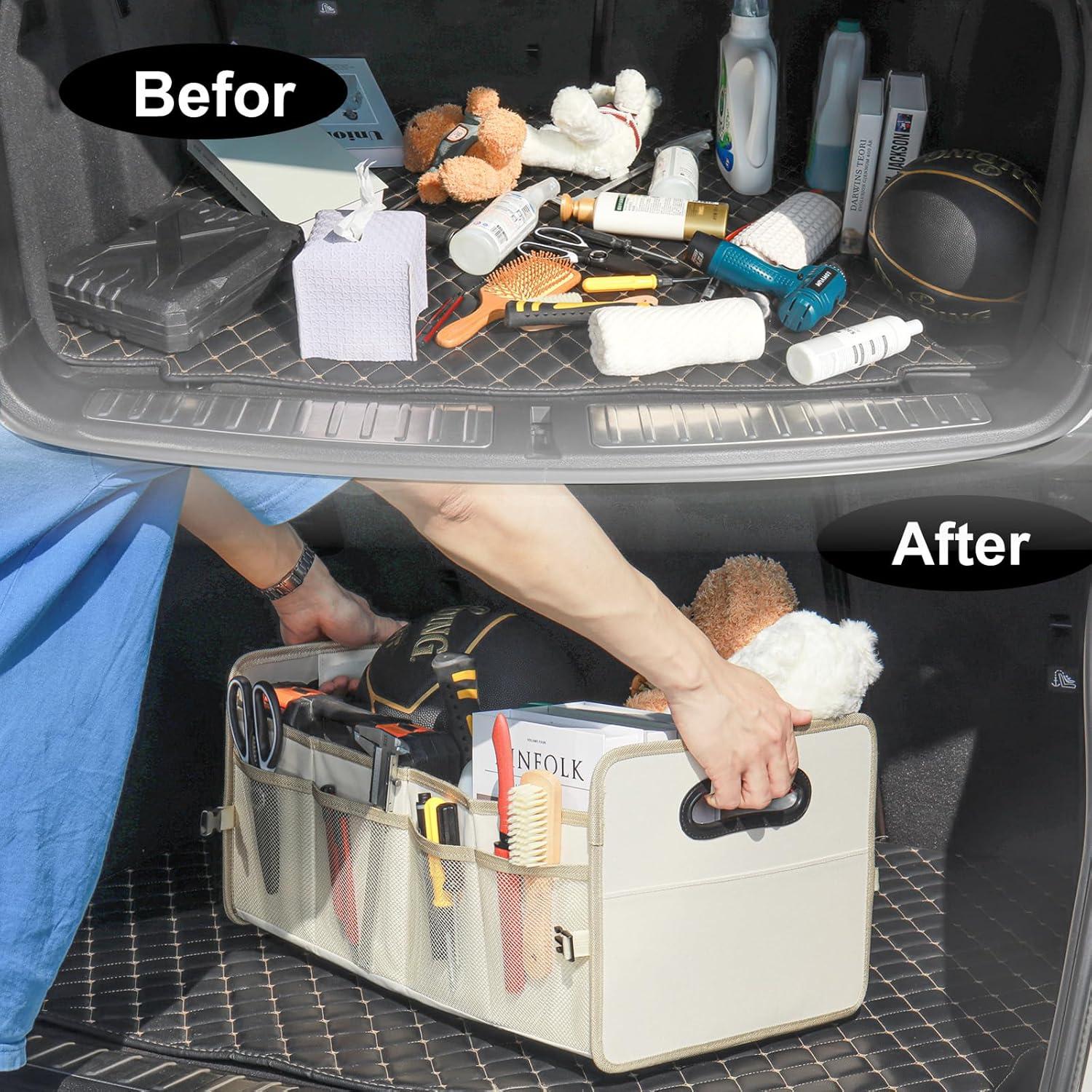 Organizador de Maletero JiatuA Plegable Beige 56 cm Multi Compartimento