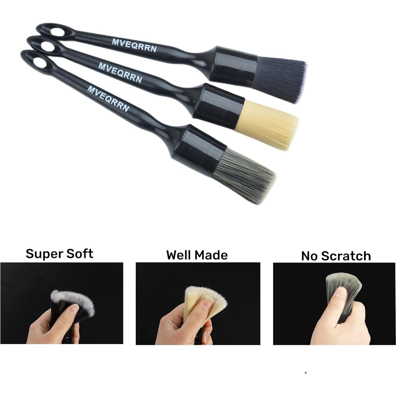 Juego de Cepillos para Detallar Autos MVEQRRN 3 Piezas