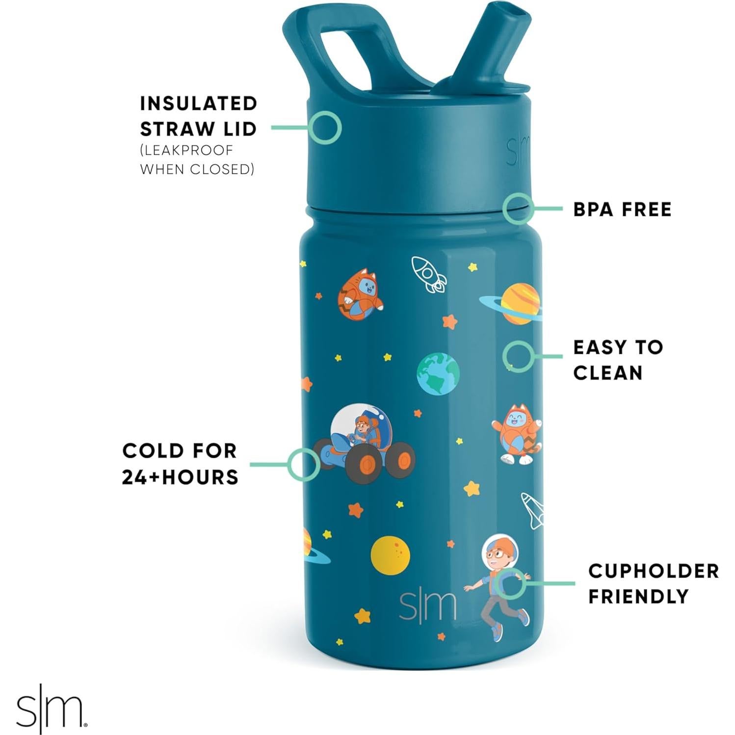 Botella de Agua Simple Modern Kids 414ml Aislada Espacio Blippi