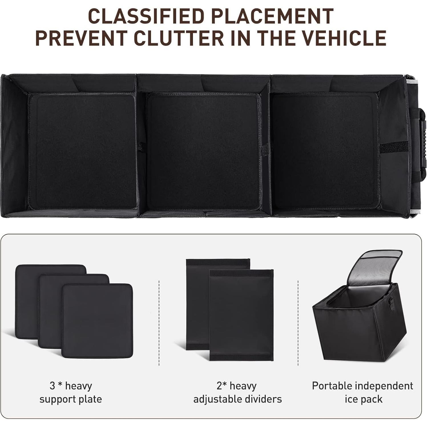 Organizador de Maletero HIRALIY 4 en 1 Plegable con Bolsa Térmica