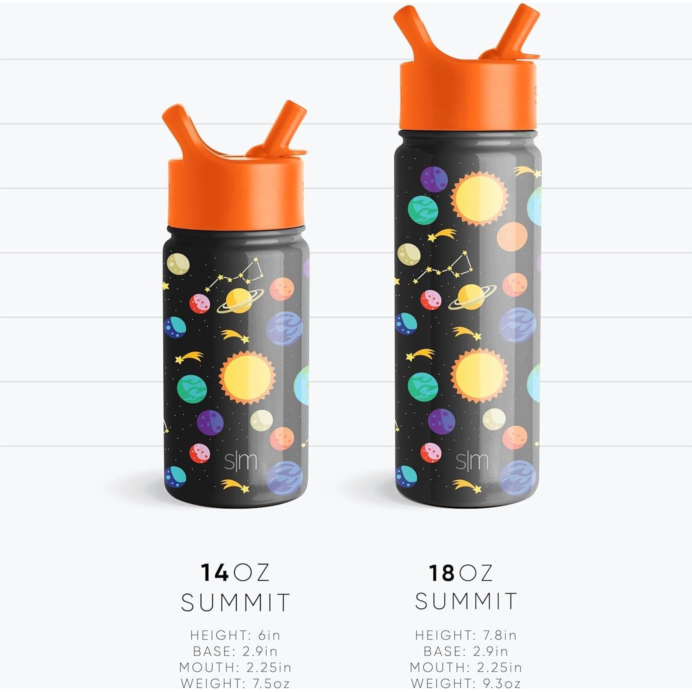 Botella de Agua Simple Modern Niños 414ml Tapa Pajita Animales