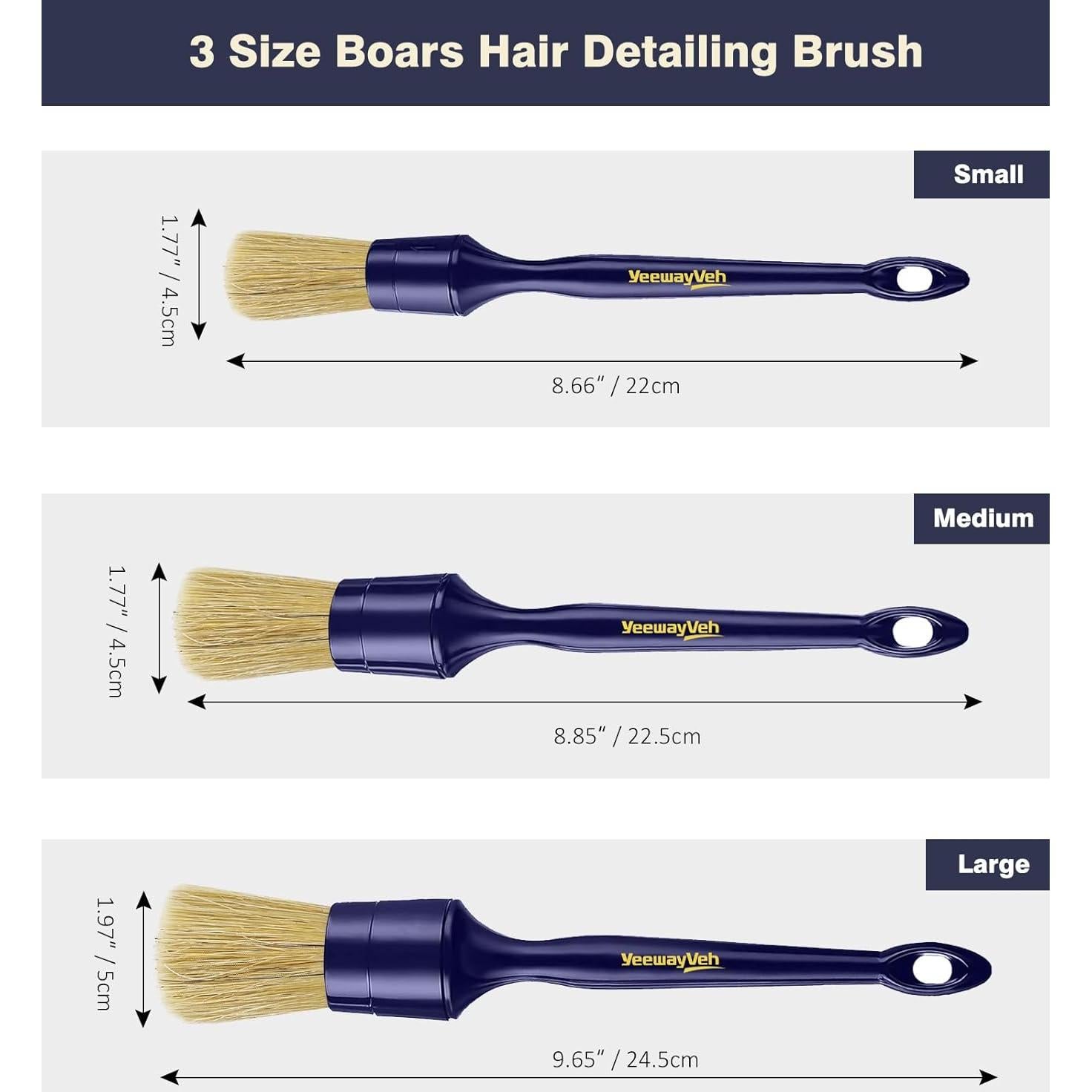 Juego de Cepillos para Detallar Autos YeewayVeh - 3 Tamaños