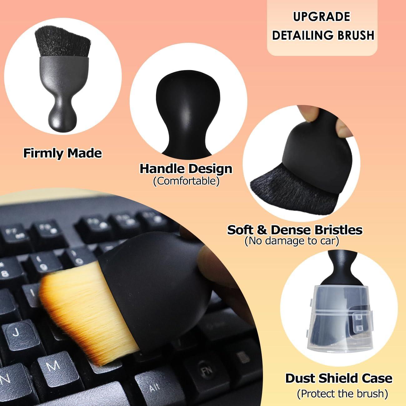 2PCS Cepillo de Detalle Interior Automóvil LCWYORH Negro