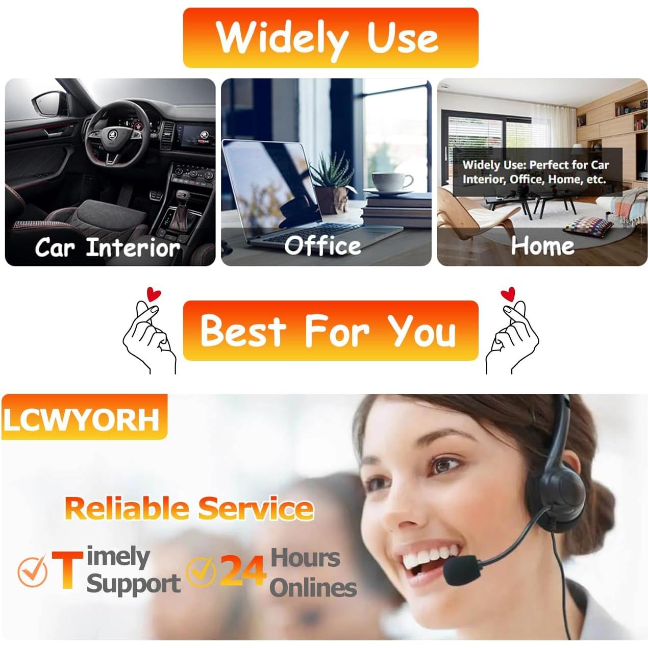 2PCS Cepillo de Detalle Interior Automóvil LCWYORH Negro