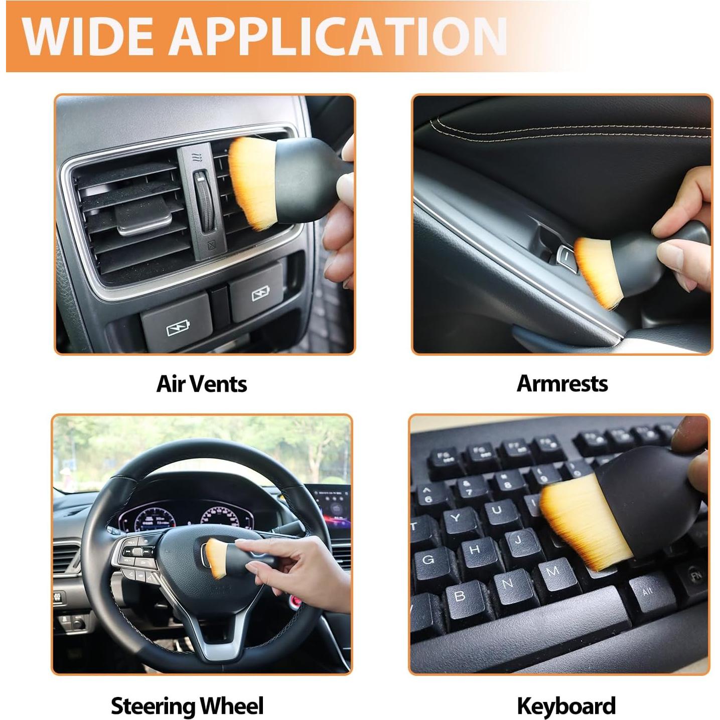 Cepillo de Detalle de Coche LCWYORH Amarillo Suave 1 PCS