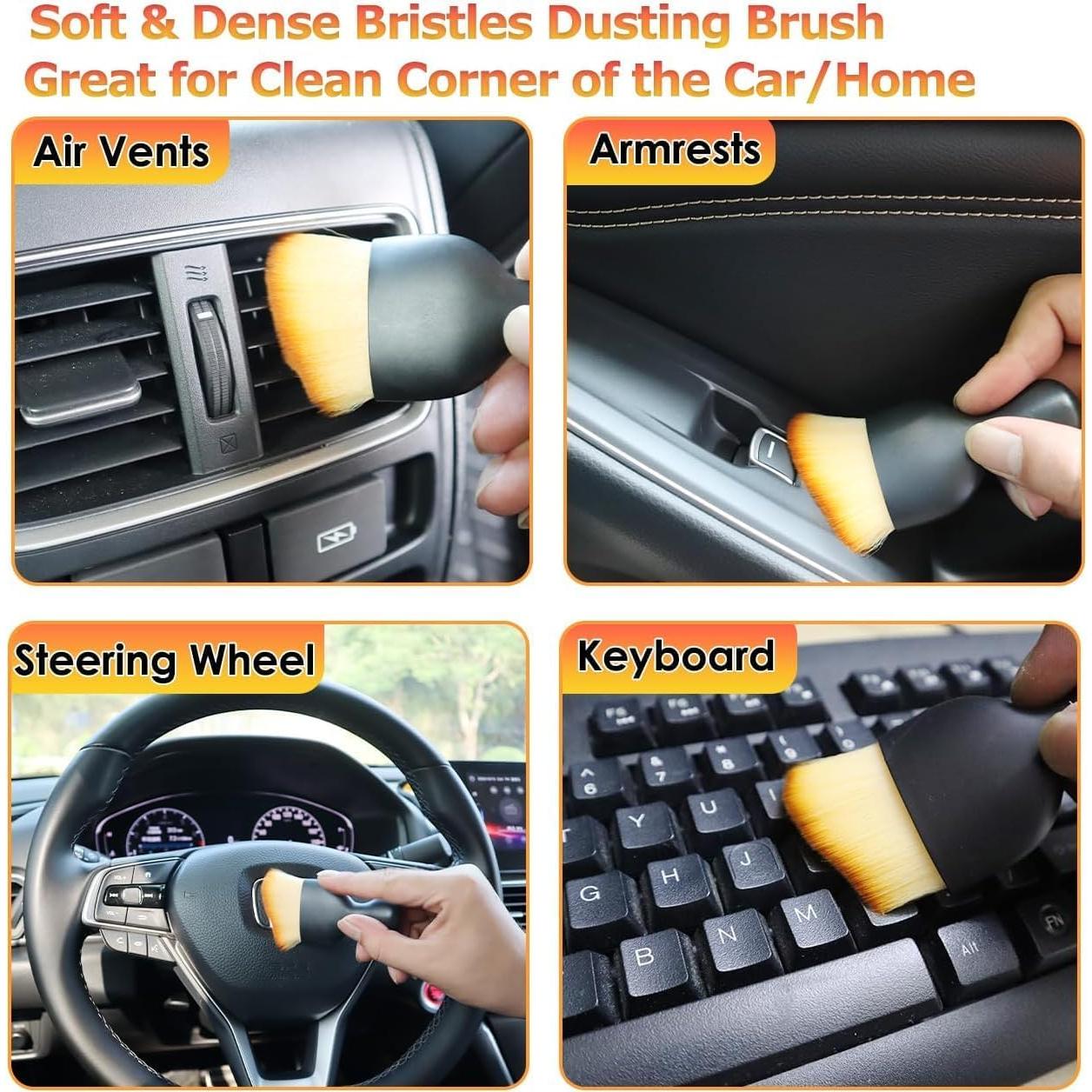 2PCS Cepillo de Detalle Interior Automóvil LCWYORH Amarillo