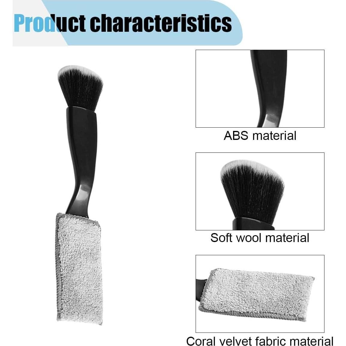 Cepillo de Limpieza Doble Cabeza KITUREK para Auto Negro