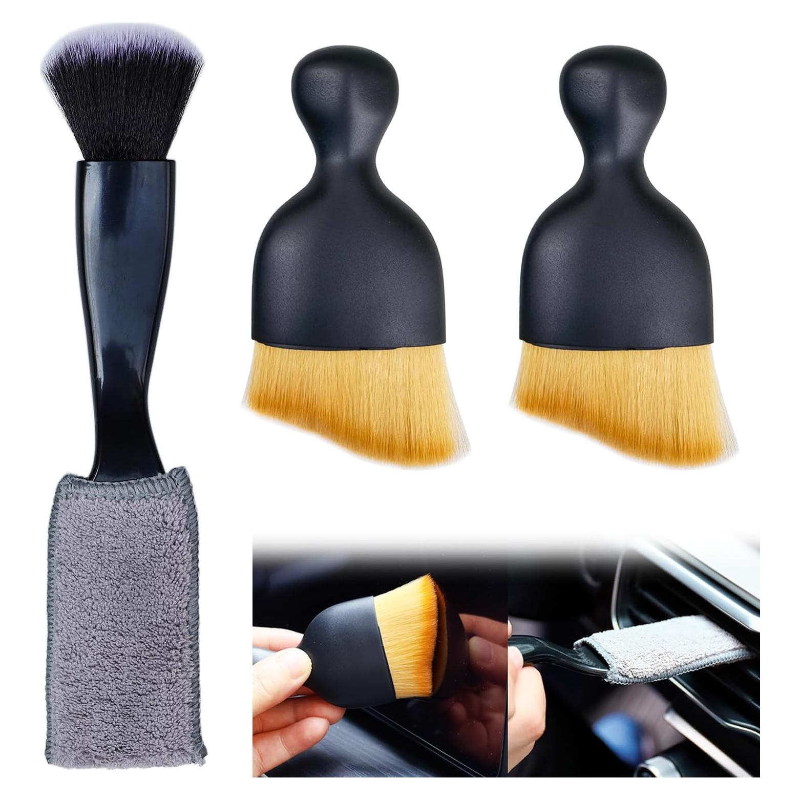 Paquete de 3 cepillos de detalle QINGHAHU para automóviles