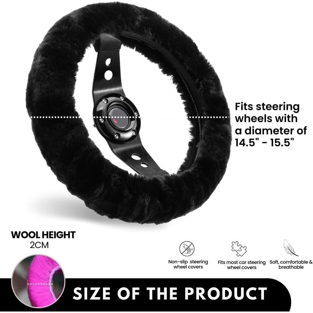 Cubierta de Volante de Lana de Oveja Andalus 15 Pulgadas Negra