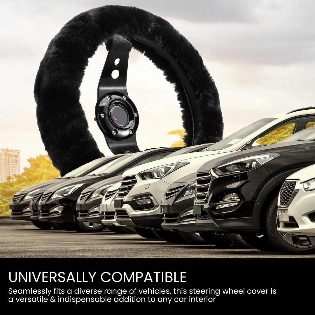 Cubierta de Volante de Lana de Oveja Andalus 15 Pulgadas Negra