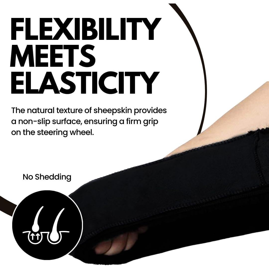 Cubierta de Volante de Lana de Oveja Andalus 15 Pulgadas Negra