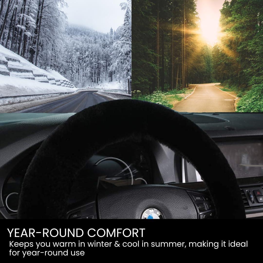 Cubierta de Volante de Lana de Oveja Andalus 15 Pulgadas Negra