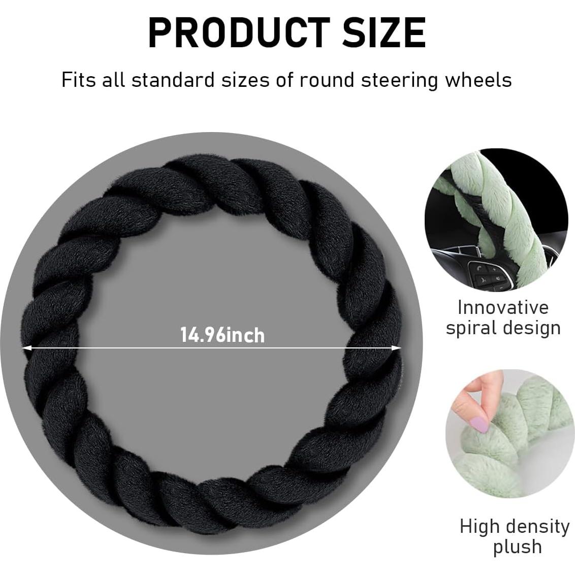 Cubierta de Volante de Coche Peluda KVAEY 38.1 cm Antideslizante