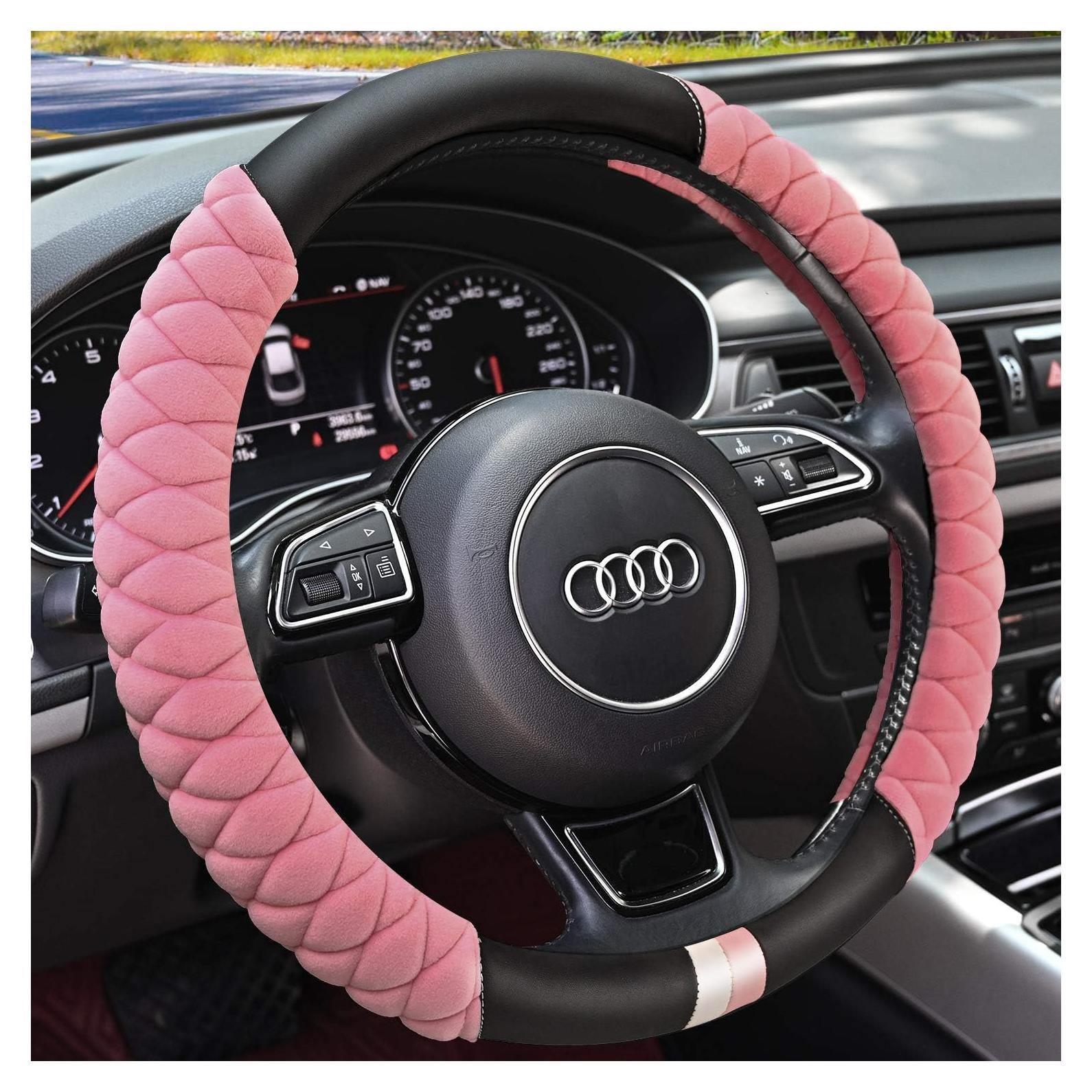 Funda de Volante HAOKAY Rosa Suave Universal 37-38 cm