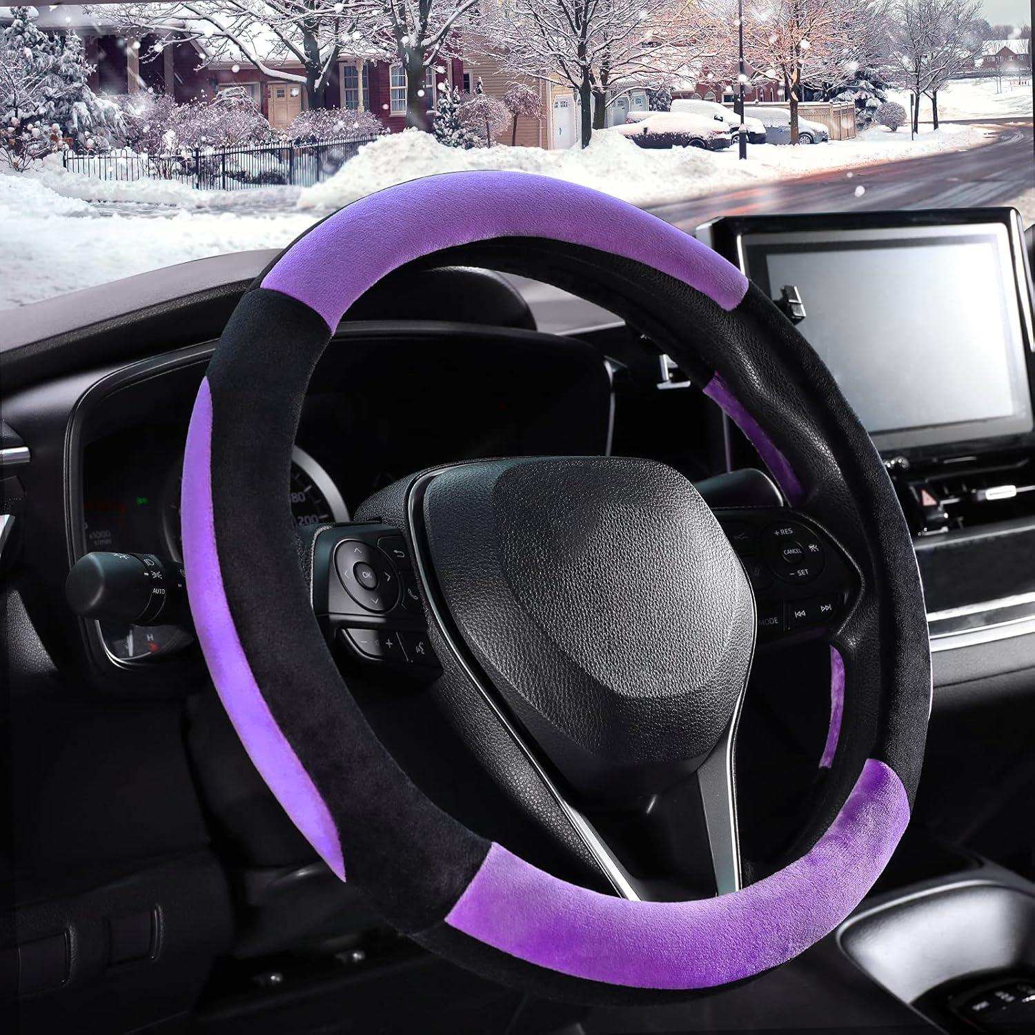 Cubierta de Volante de Coche SEG Direct 15" Púrpura y Negro