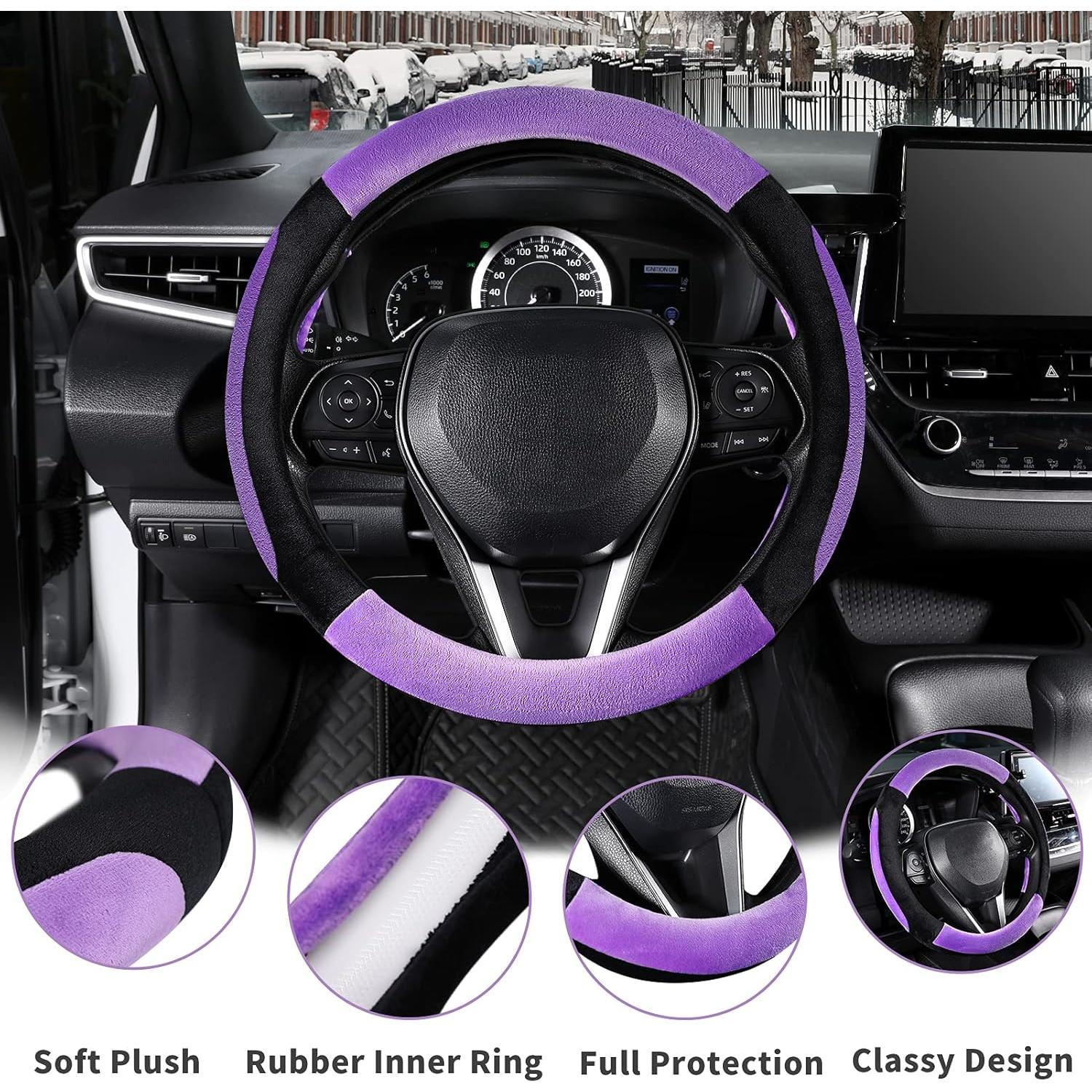 Cubierta de Volante de Coche SEG Direct 15" Púrpura y Negro