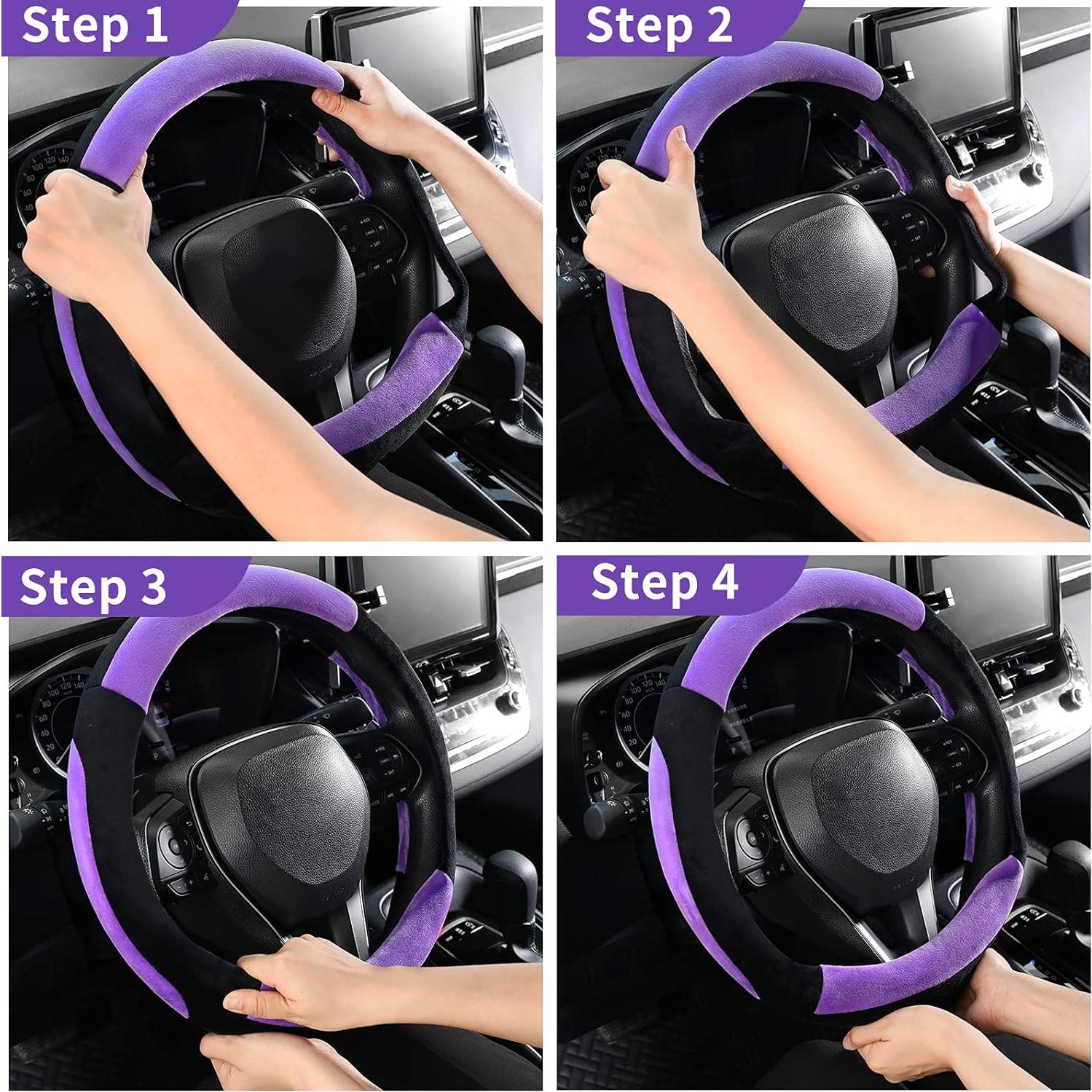 Cubierta de Volante de Coche SEG Direct 15" Púrpura y Negro