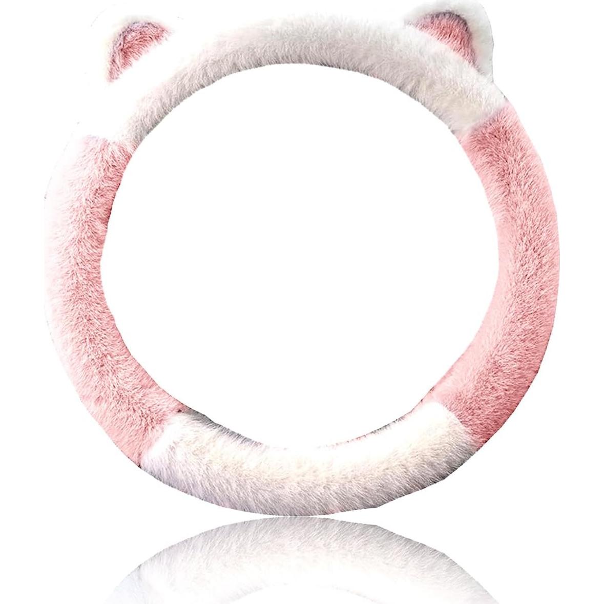 Cubierta de Volante Couslcd 15" Peluche Rosa con Orejas de Gato