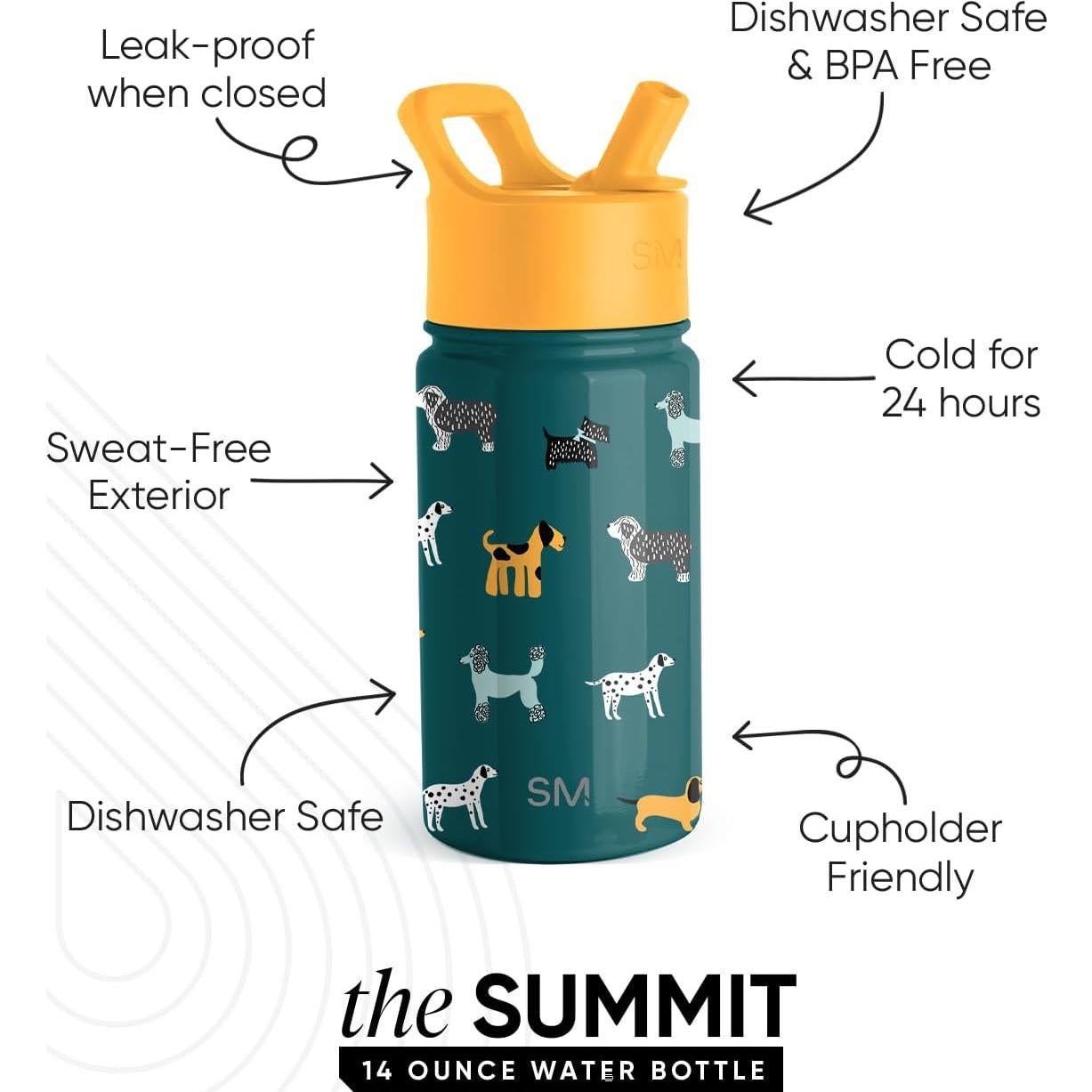 Botella de Agua Aislada Simple Modern 414ml para Niños