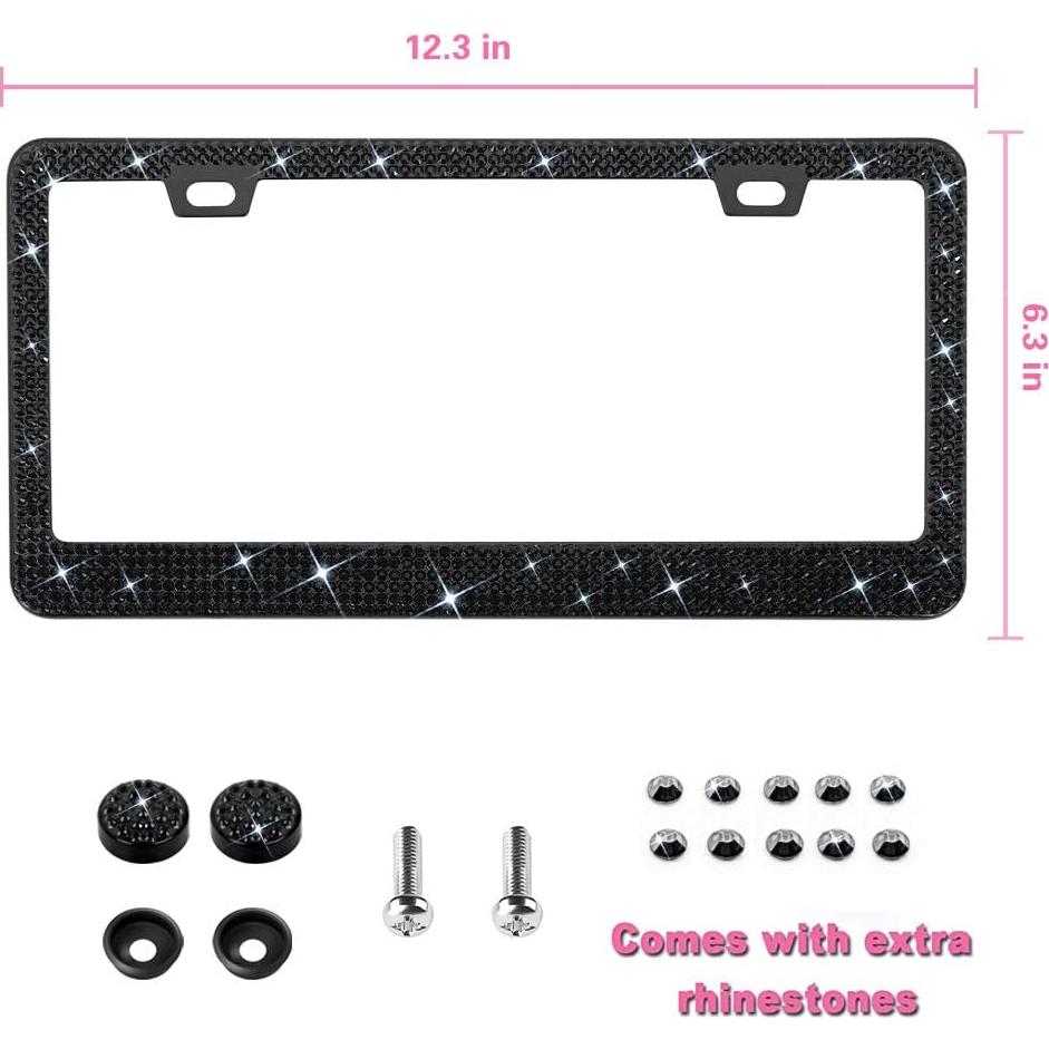 Marco de Placa de Licencia Brillante OKLPF Negro con Cristales
