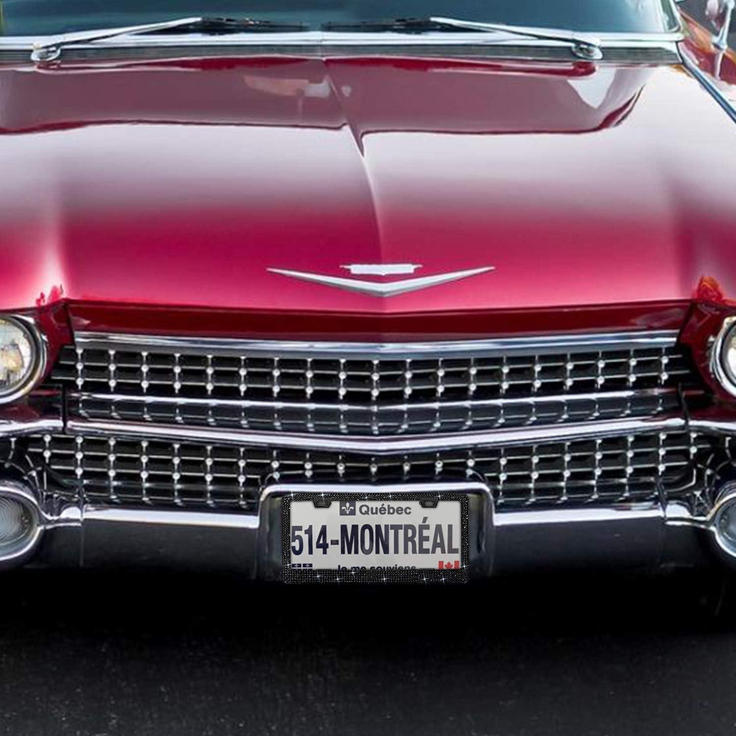 Marco de Placa de Licencia Brillante OKLPF Negro con Cristales