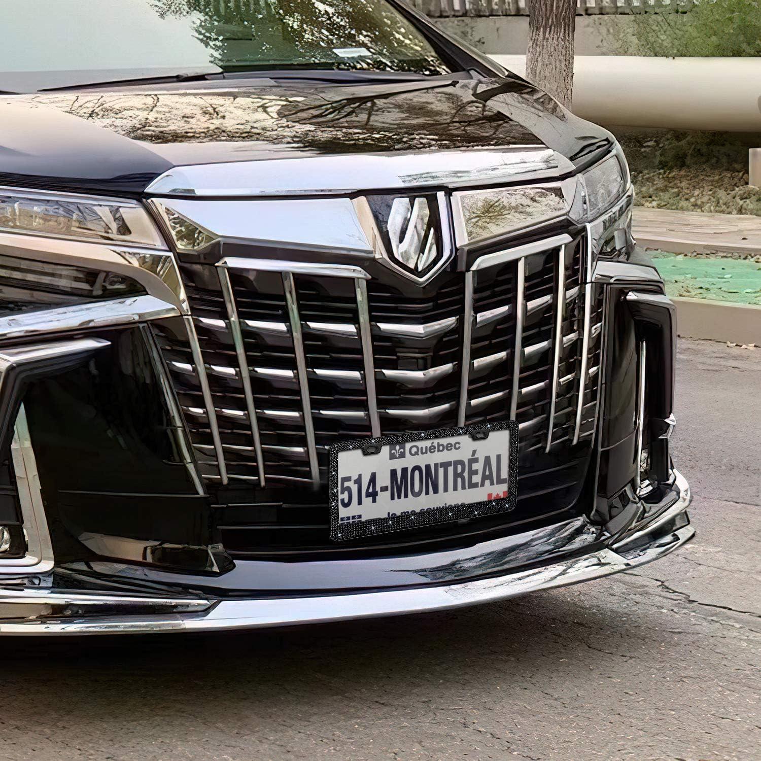 Marco de Placa de Licencia Brillante OKLPF Negro con Cristales