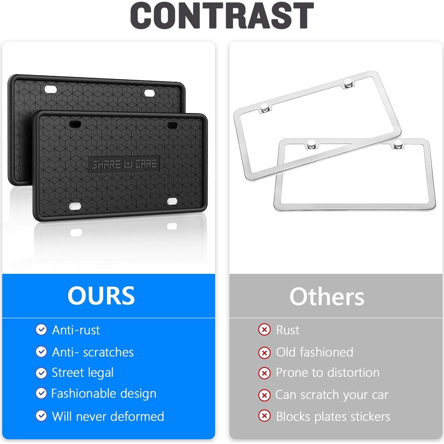 Paquete de 2 Marcos de Placa de Licencia Silicona QiqaMole