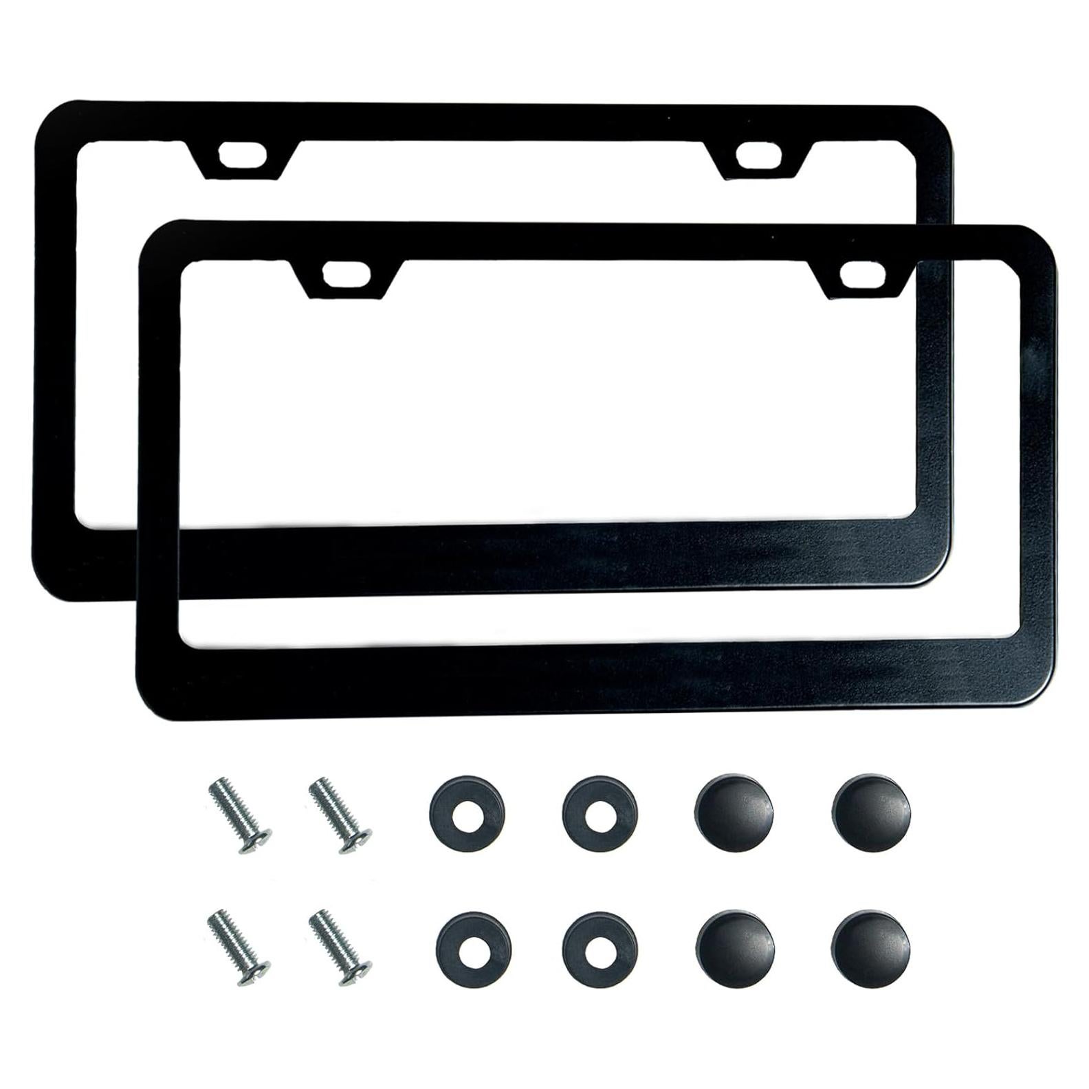 2 Marcos de Placa de Licencia Negros Mate Lengnoyp Universal