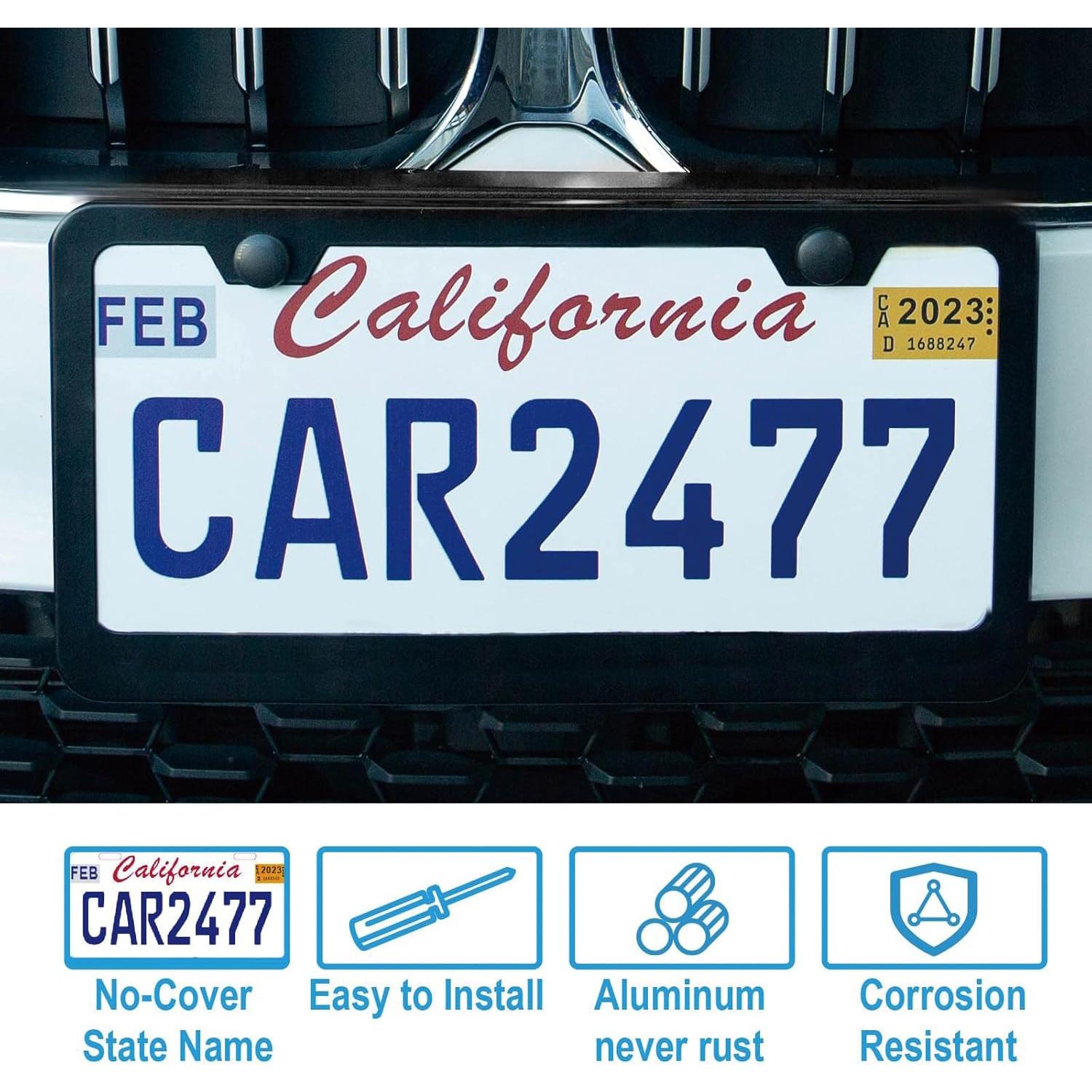 2 Marcos de Placa de Licencia Negros Mate Lengnoyp Universal