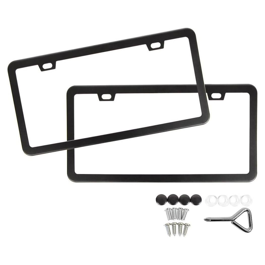 Marco de Placa de Licencia SunplusTrade Negro Mate Aluminio 2 Piezas