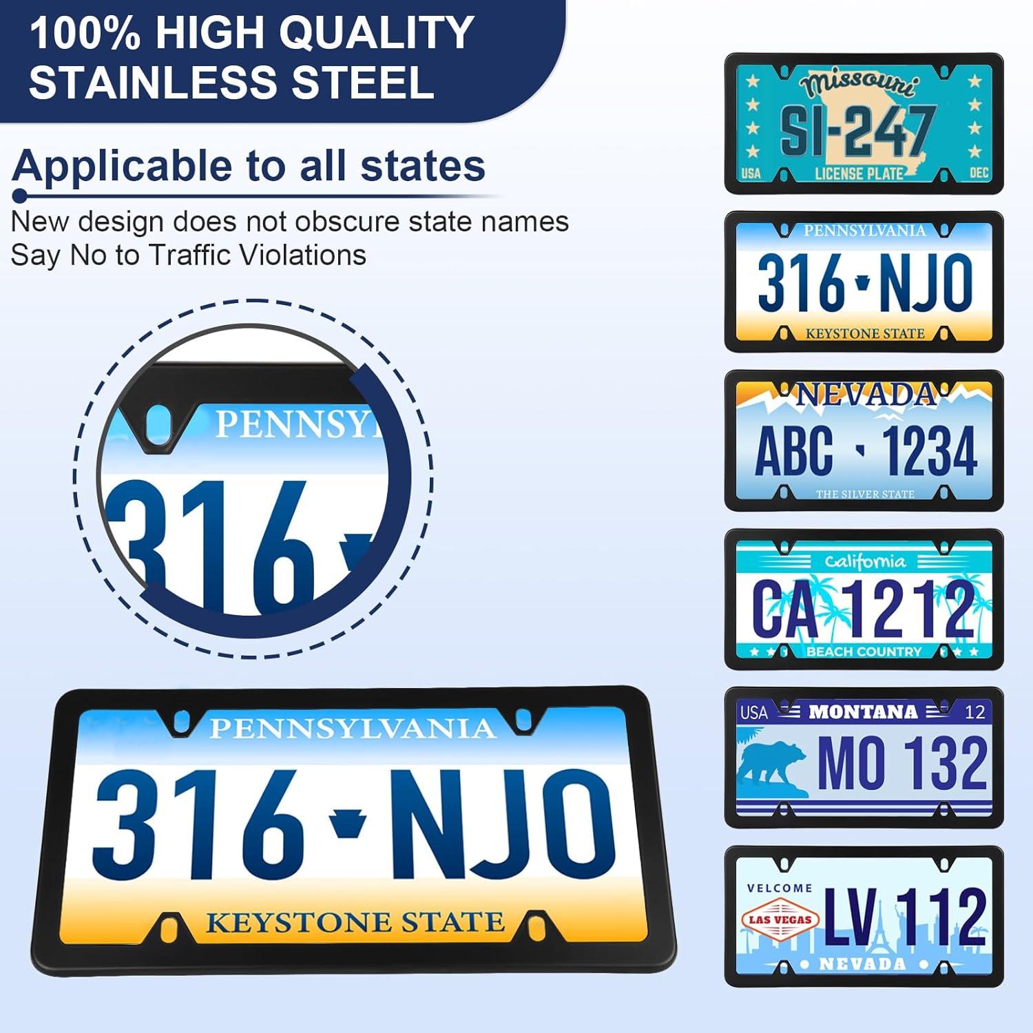 Paquete de 2 Marcos de Placas de Licencia QUANQIUFEI 31x16 cm