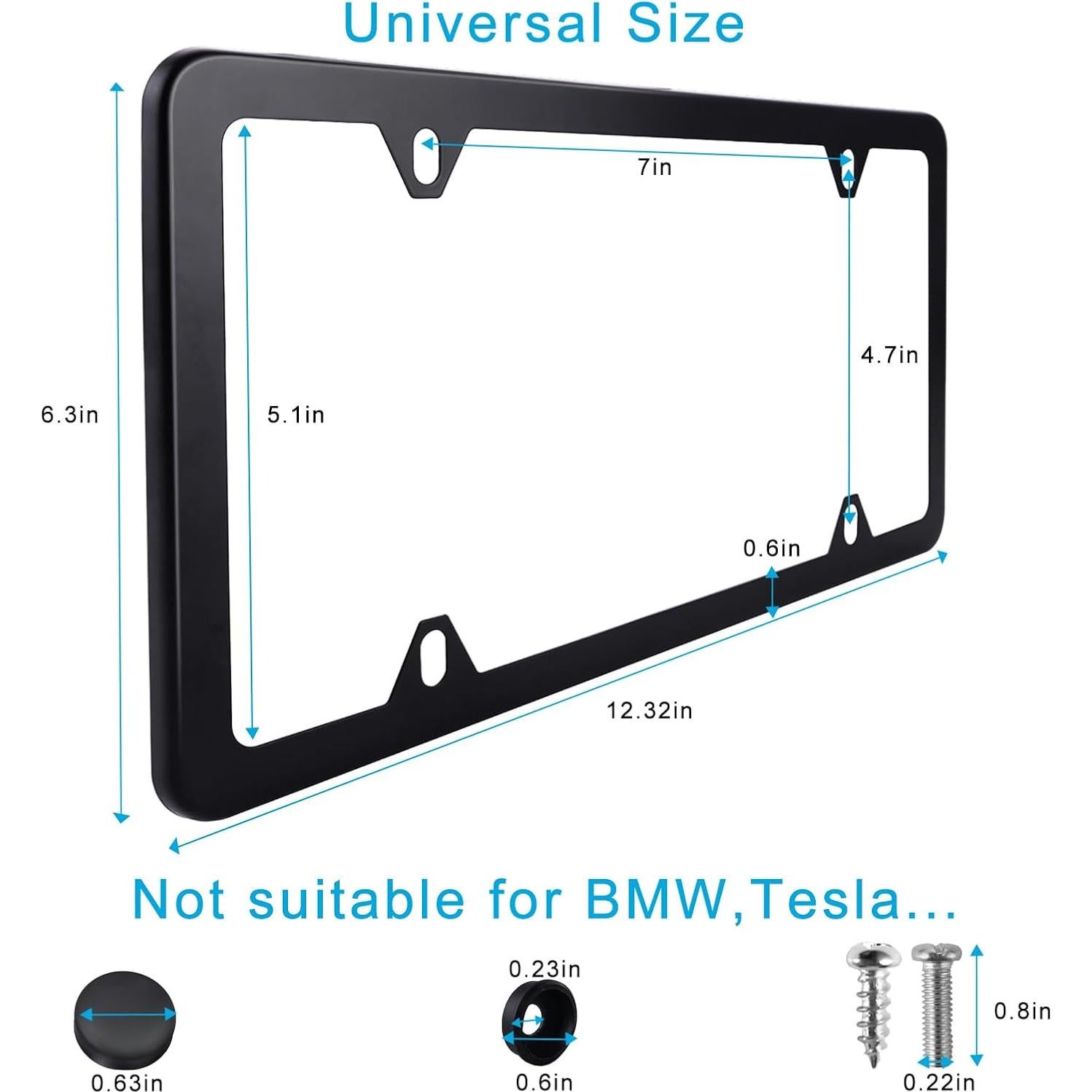 Marcos de Placas de Licencia Lrokimg Negros 4 Agujeros Universal