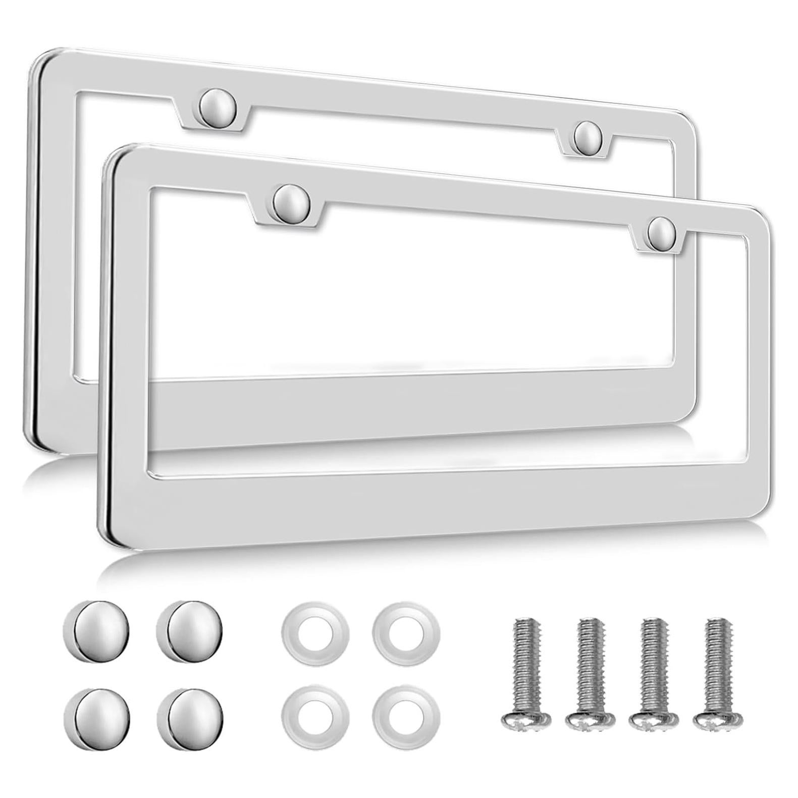 Paquete de 2 Marcos de Placas de Licencia Lengnoy Plateados