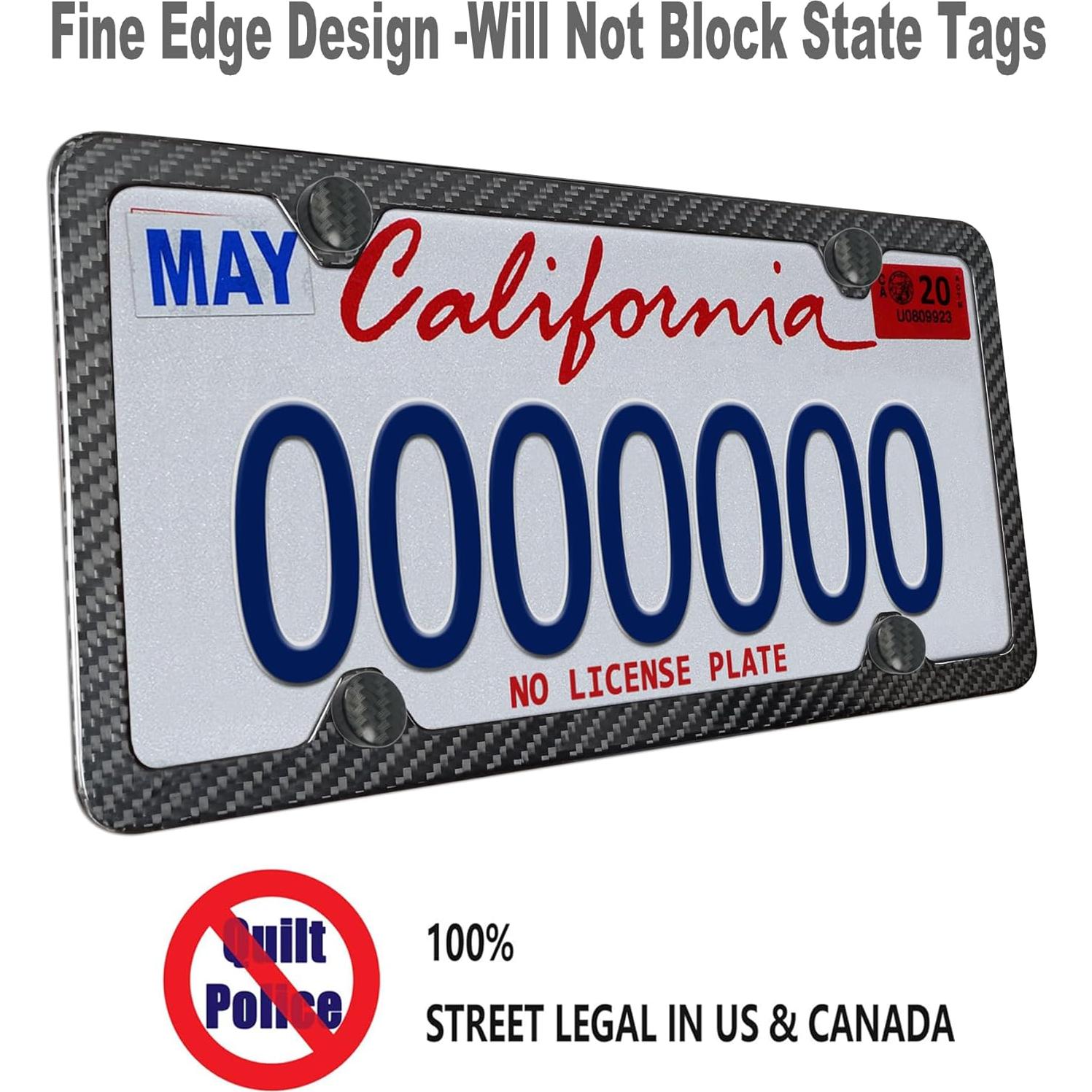 Marco de Placa de Licencia ZXFOOG de Fibra de Carbono 4 Agujeros