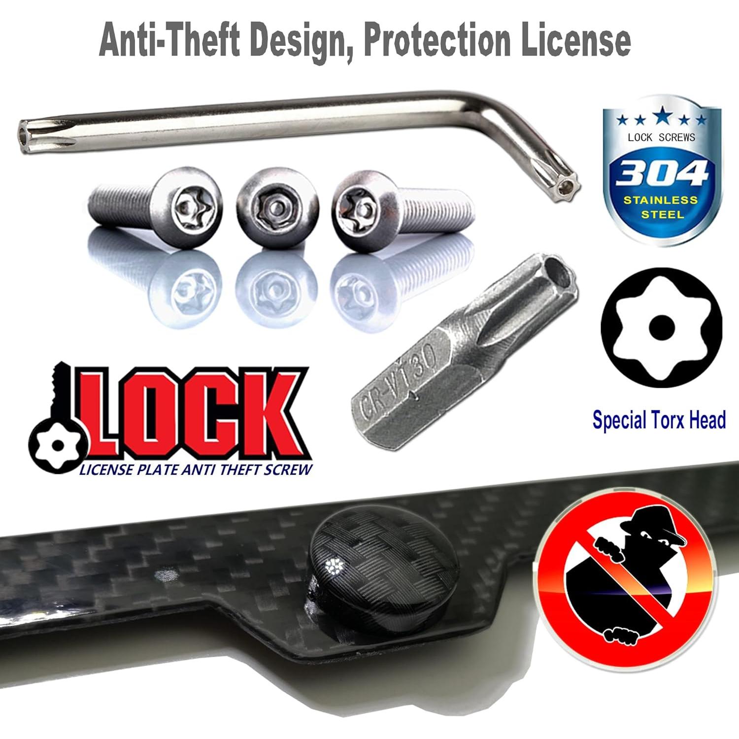 Marco de Placa de Licencia ZXFOOG de Fibra de Carbono 4 Agujeros