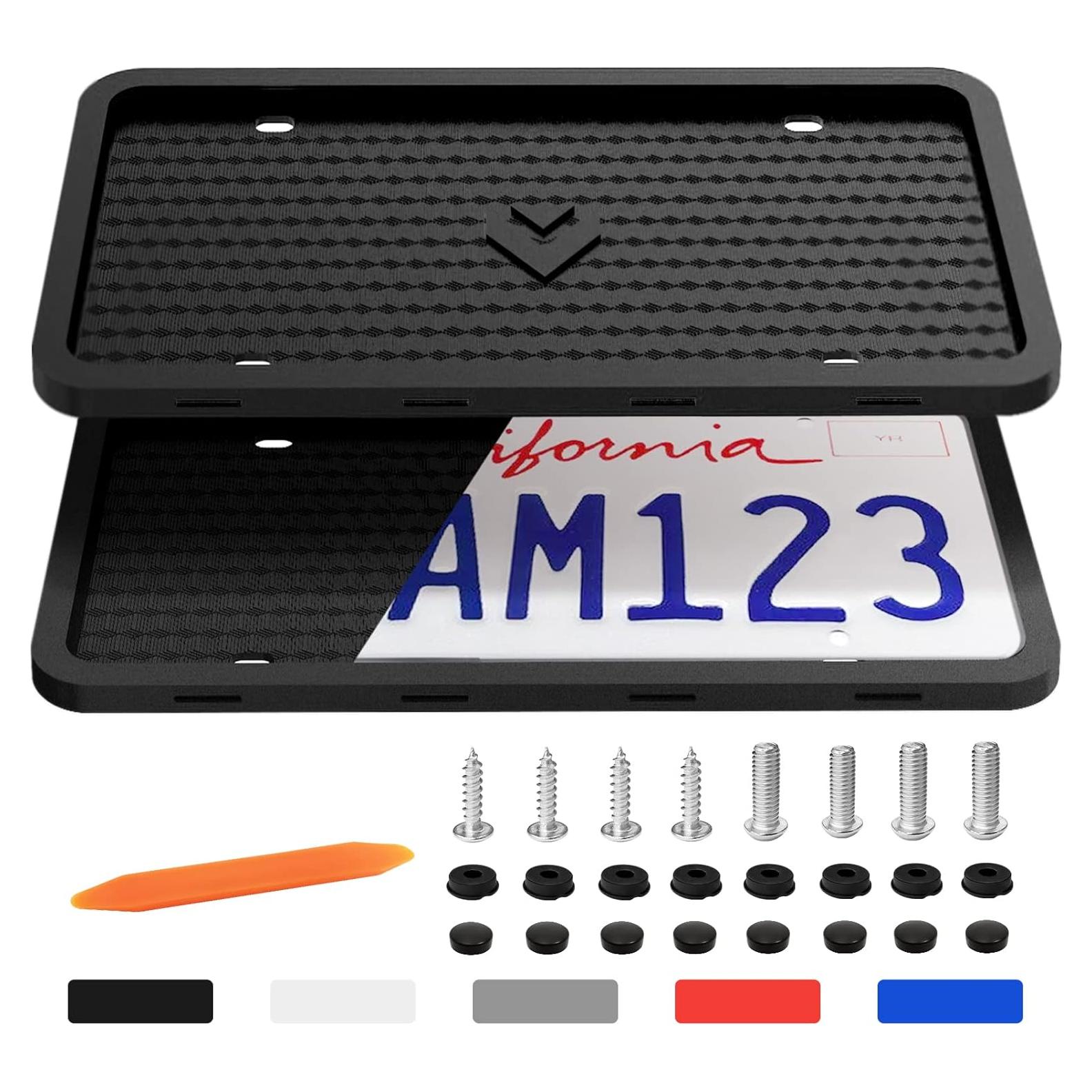 Marcos de Placas de Licencia de Silicona Aujen 2 PCS Negro