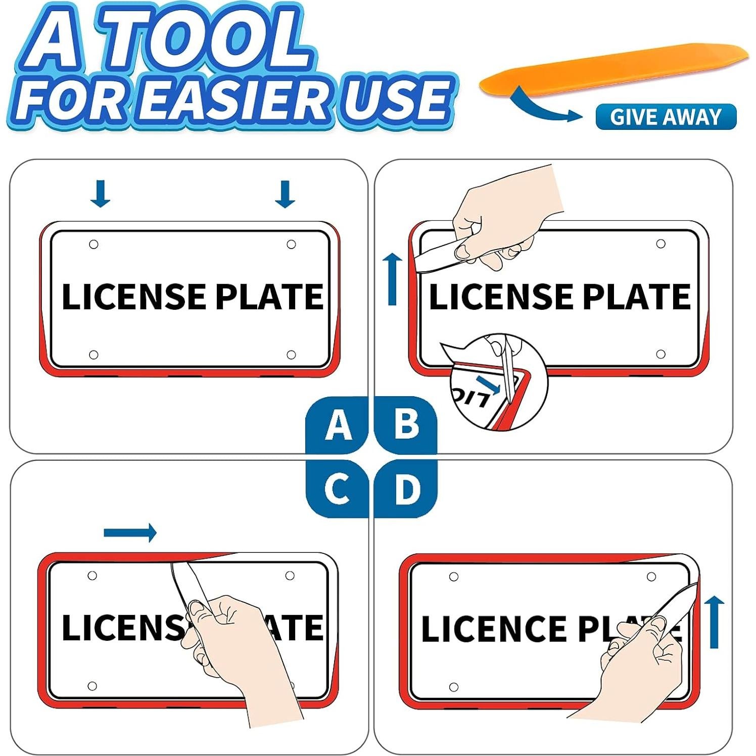 Marcos de Placas de Licencia de Silicona Aujen 2 PCS Negro