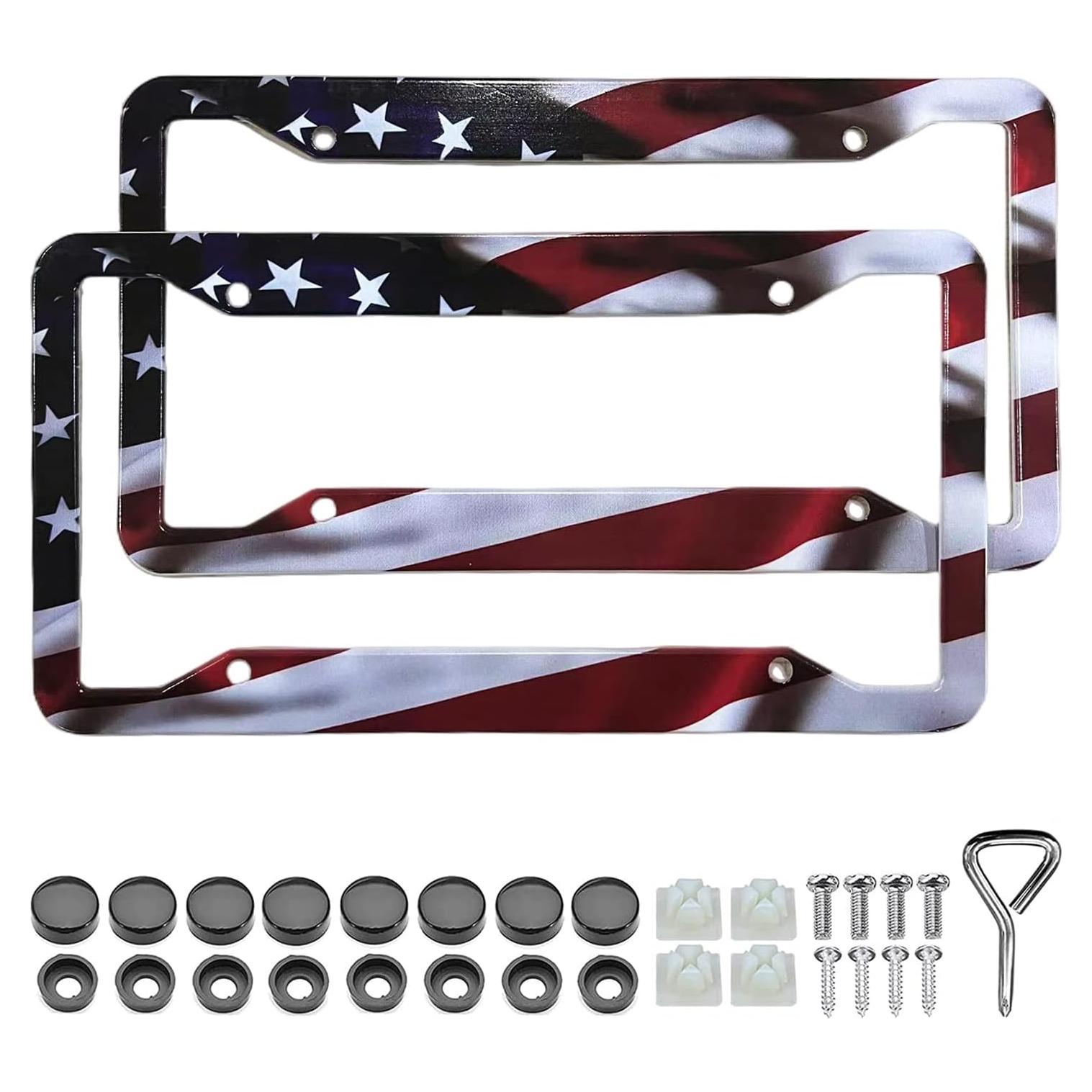 Marco de Placa de Licencia Aluminio LIN KANG Bandera Americana