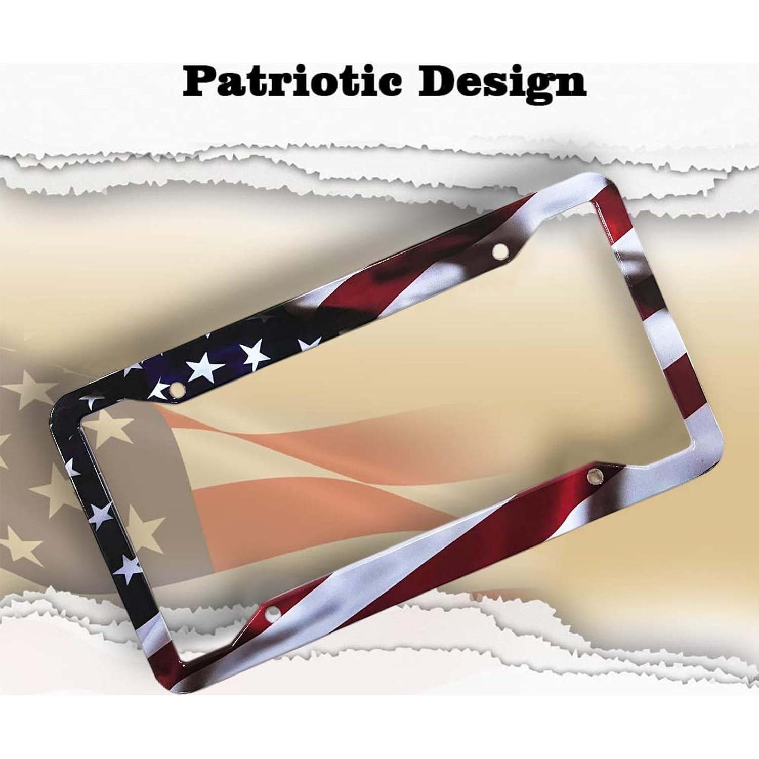 Marco de Placa de Licencia Aluminio LIN KANG Bandera Americana