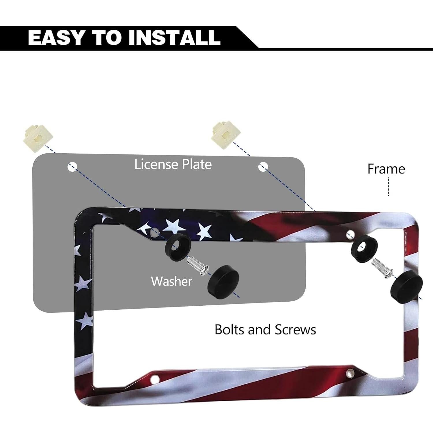 Marco de Placa de Licencia Aluminio LIN KANG Bandera Americana