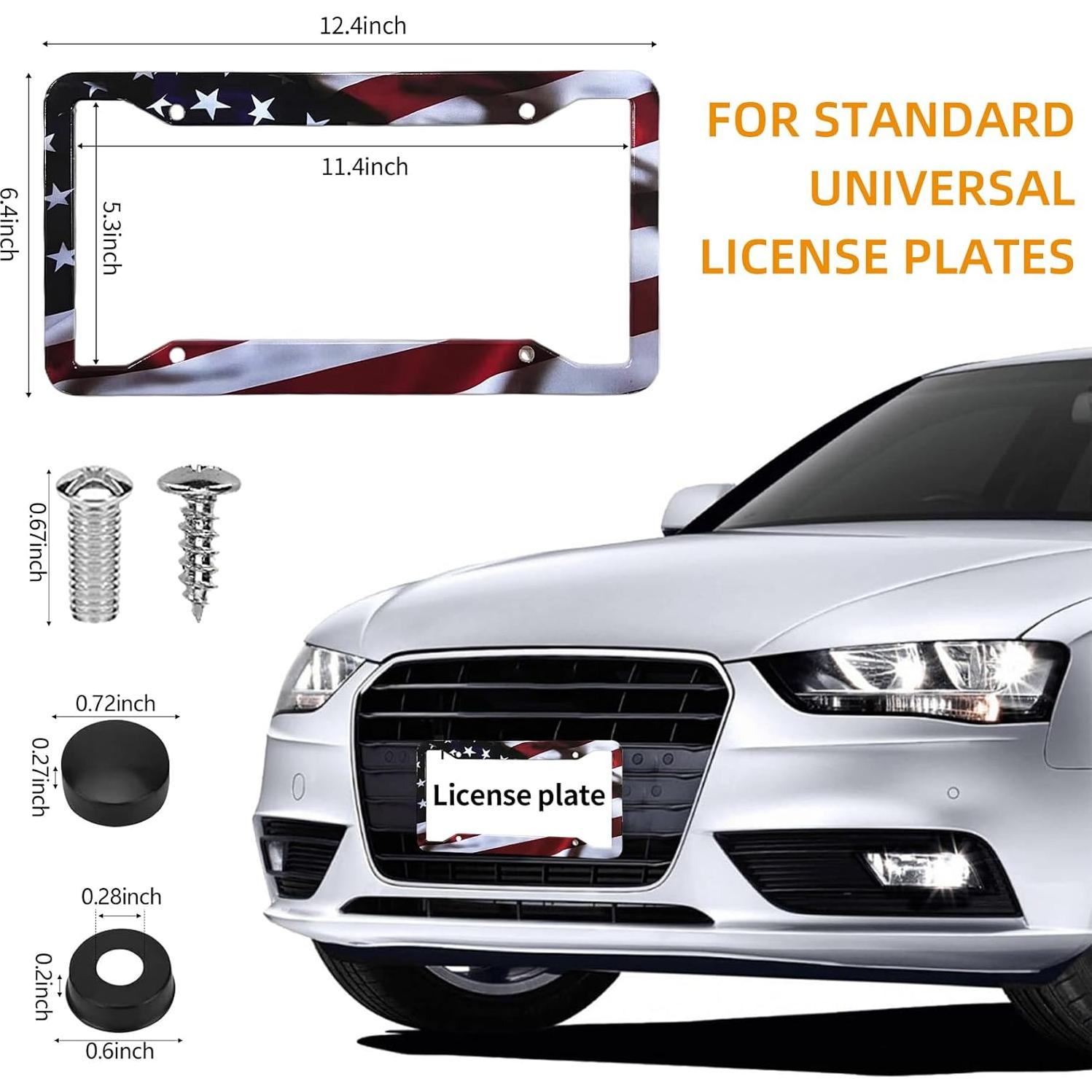 Marco de Placa de Licencia Aluminio LIN KANG Bandera Americana