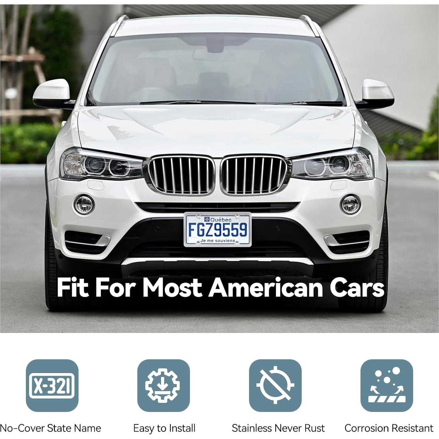 Marcos de Placa de Licencia Ohuhu Acero Inoxidable Plata 2 Pcs