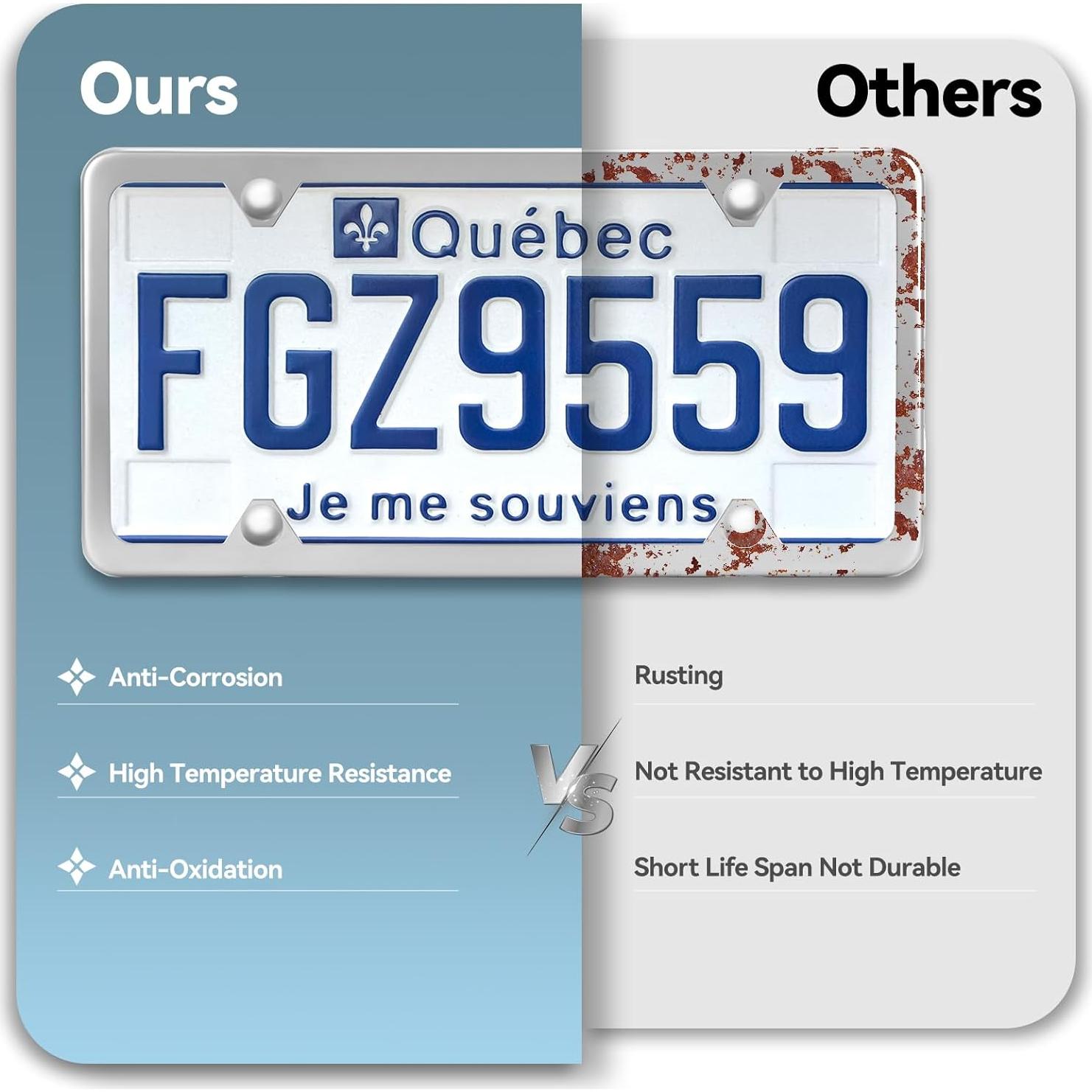 Marcos de Placa de Licencia Ohuhu Acero Inoxidable Plata 2 Pcs